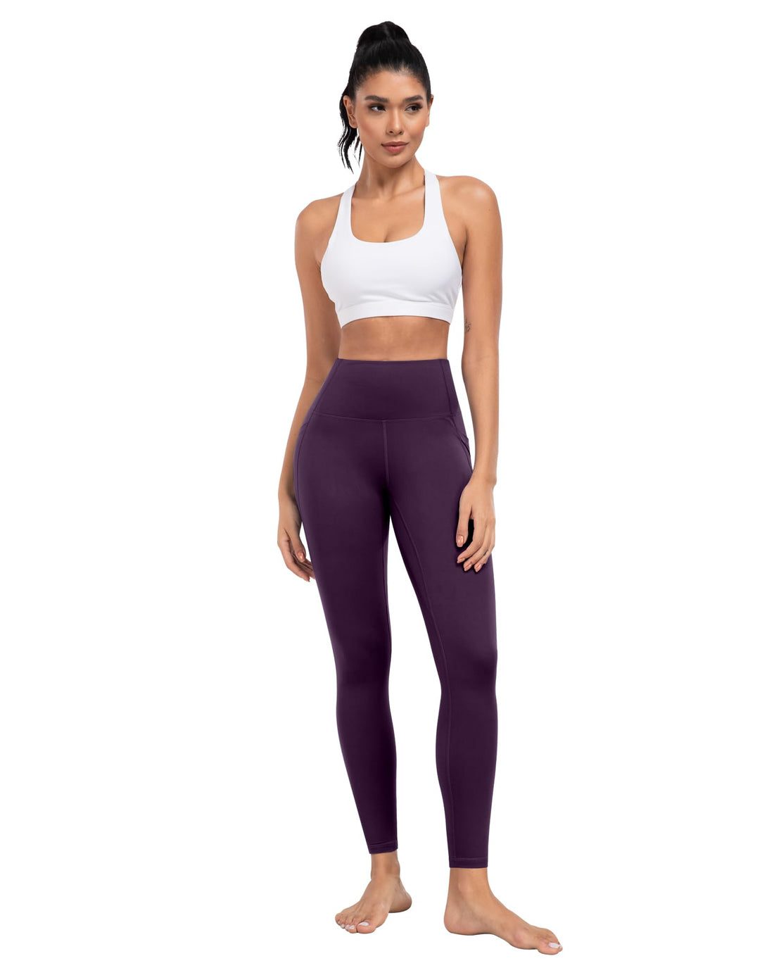 ATHVOTAR Leggings with Pockets for Women, 7 Packs High Waisted Workout Tummy Control Yoga Pants