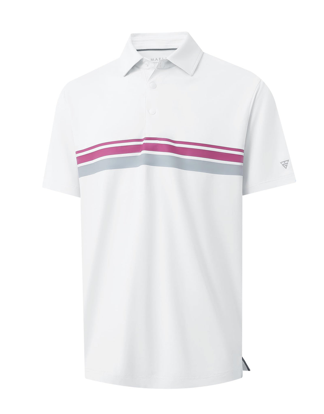 M MAELREG Mens Golf Shirts Short Sleeve Chest Print Stripe Moisture Wicking Dry Fit Casual Collared Mens Polo Shirts