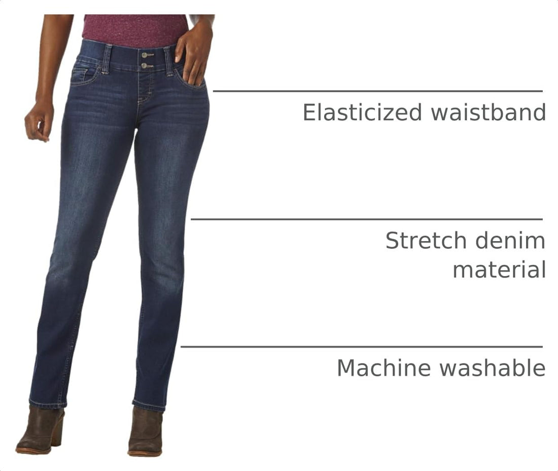 Riders by Lee Indigo Women's Pull On Waist Smoother Straight Leg Jean