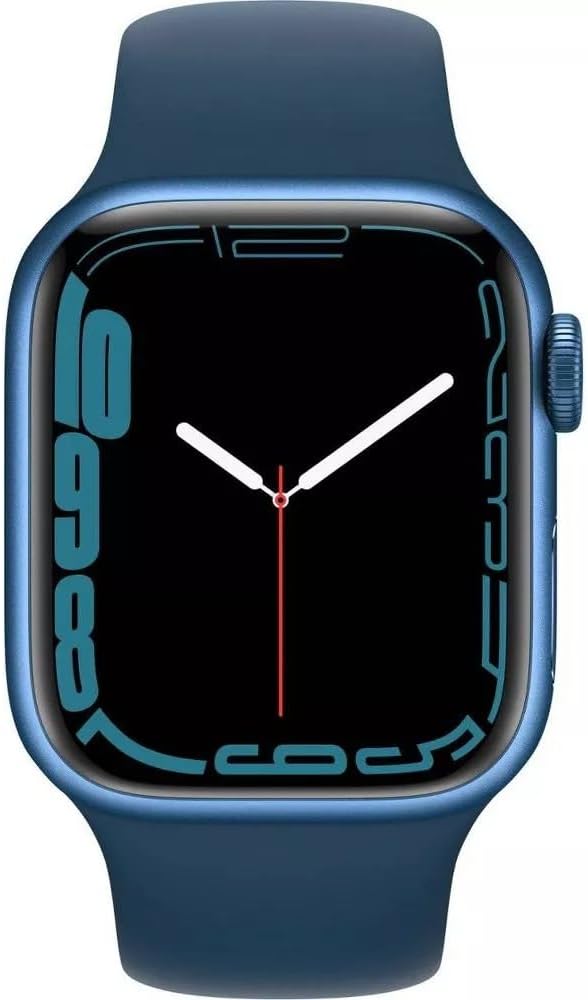 Apple Watch Series 7 (GPS + Cellular, 45mm) Blue Aluminum Case with Abyss Blue Sport Band, Regular (Renewed)