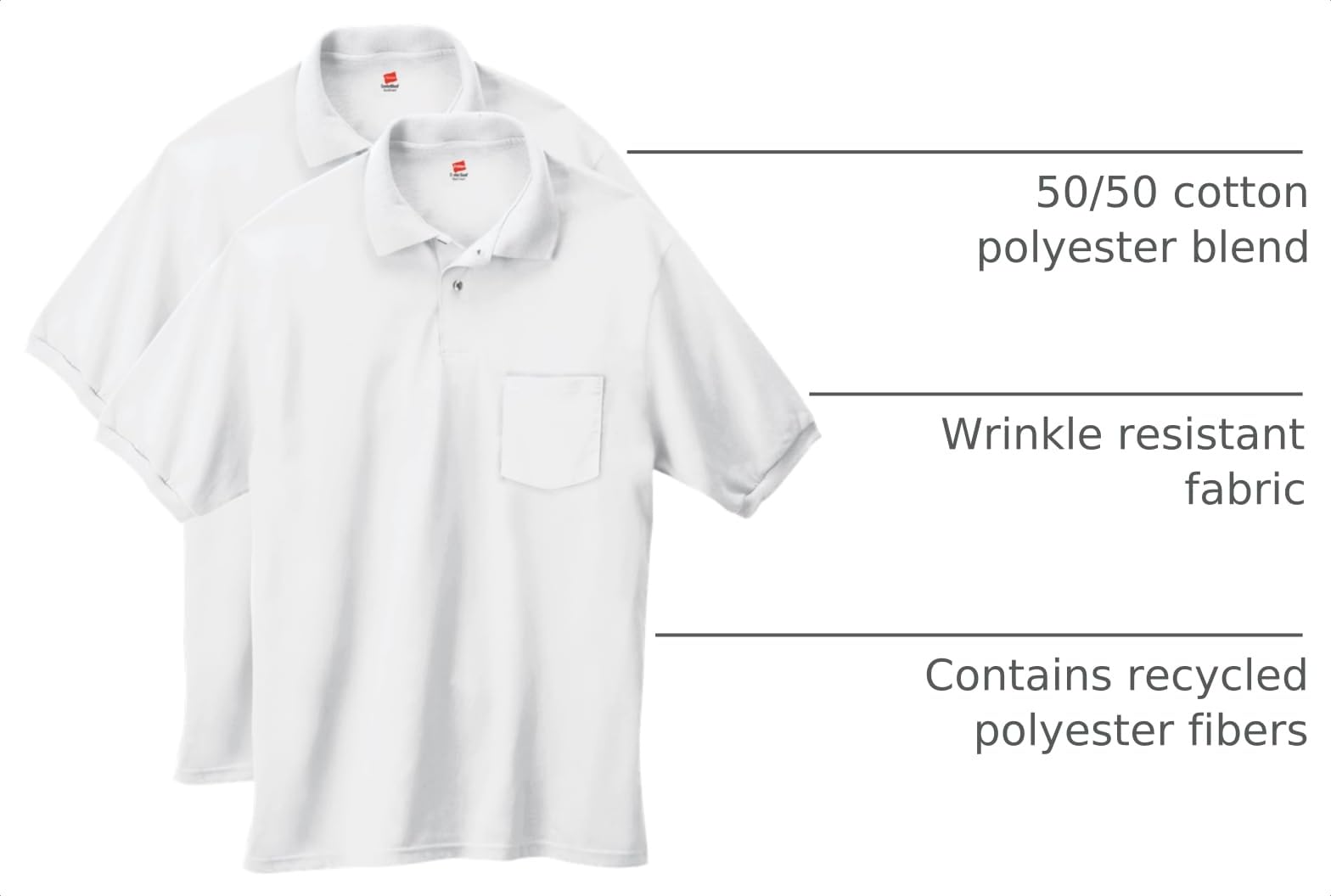 Hanes Men's Short Sleeve Jersey Pocket Polo (Pack of 2)