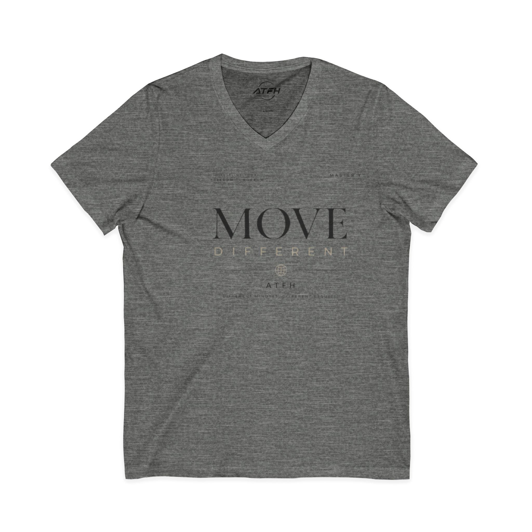 Move Different V-Neck Tee — Minimal Motivational Graphic Shirt Printify