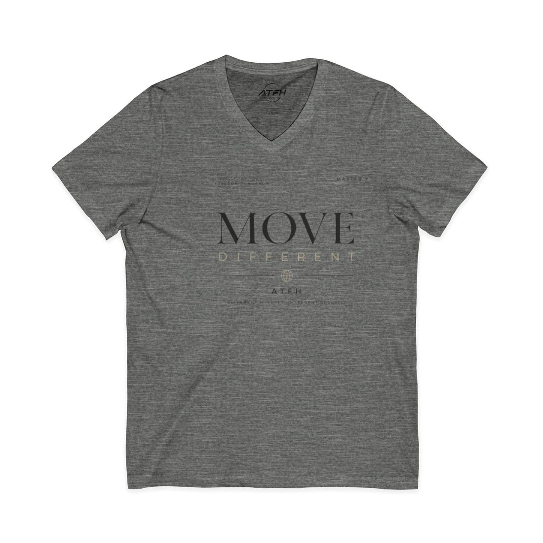 Move Different V-Neck Tee — Minimal Motivational Graphic Shirt Printify