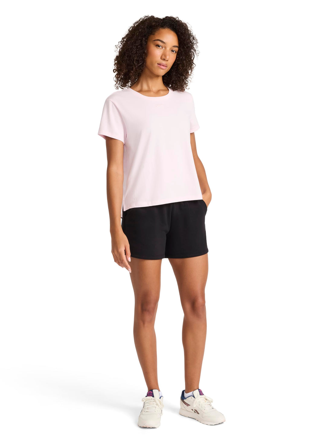 Reebok Women's Embroidery Hit Graphic Crewneck T-Shirt, Standard Fit, Lightweight Stretch Cotton Fabric
