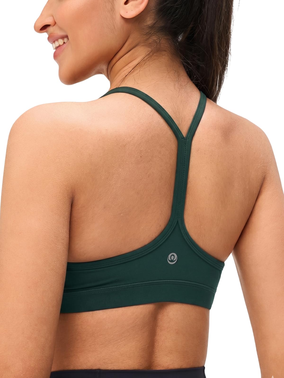 Womens Y Back Padded Sports Bra Strappy U Neck Butter Soft Low Impact Workout Bras Yoga Pilates Walking