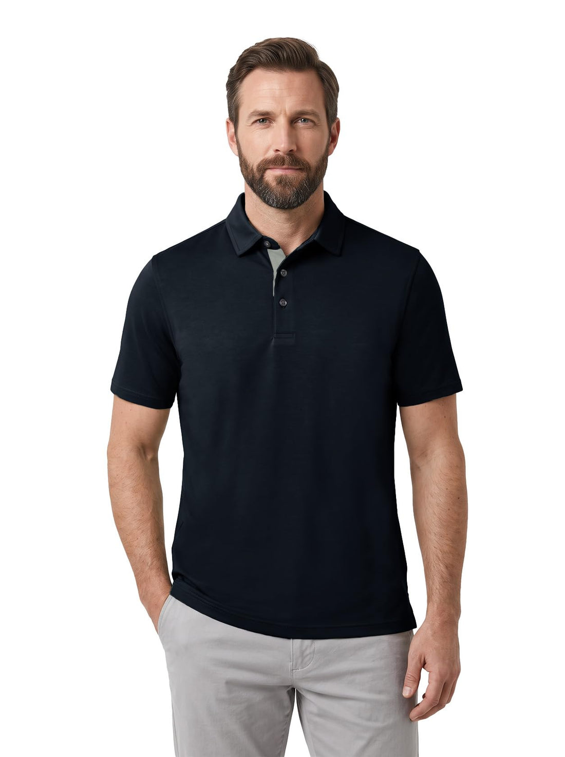 M MAELREG Mens Golf Shirt Short Sleeve Moisture Wicking Slim Fit Performance Casual Roma Knit Golf Polo Shirts for Men