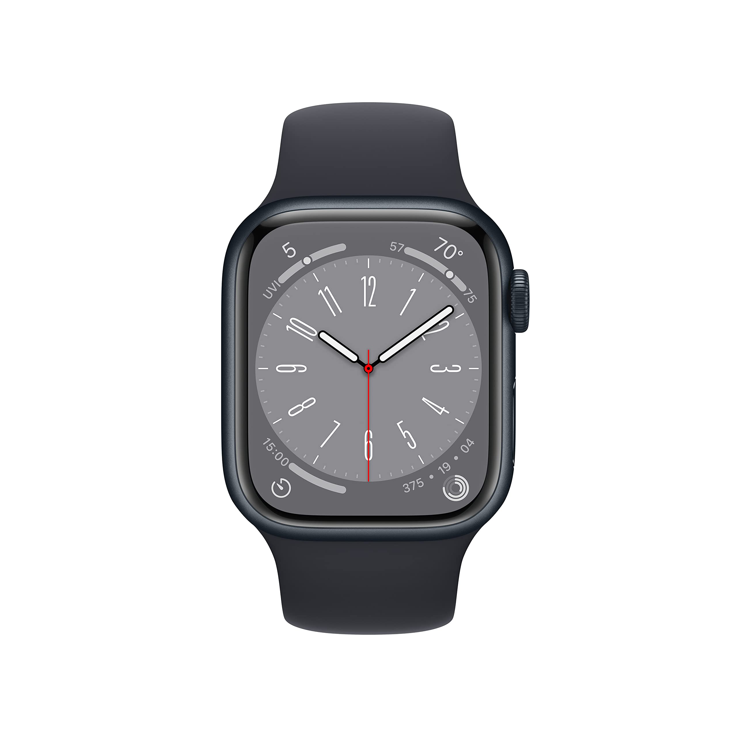 Apple Watch Series 8 [GPS, 45mm] - Midnight Aluminum Case with Midnight Sport Band, M/L (Renewed)