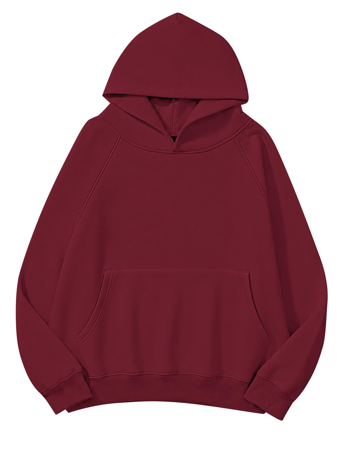 Lauweion Women Solid Basic Fleece Letter Loose Hoodie Sweatshirt Long Sleeve Kangaroo Pocket Drop Shoulder Pullovers Top
