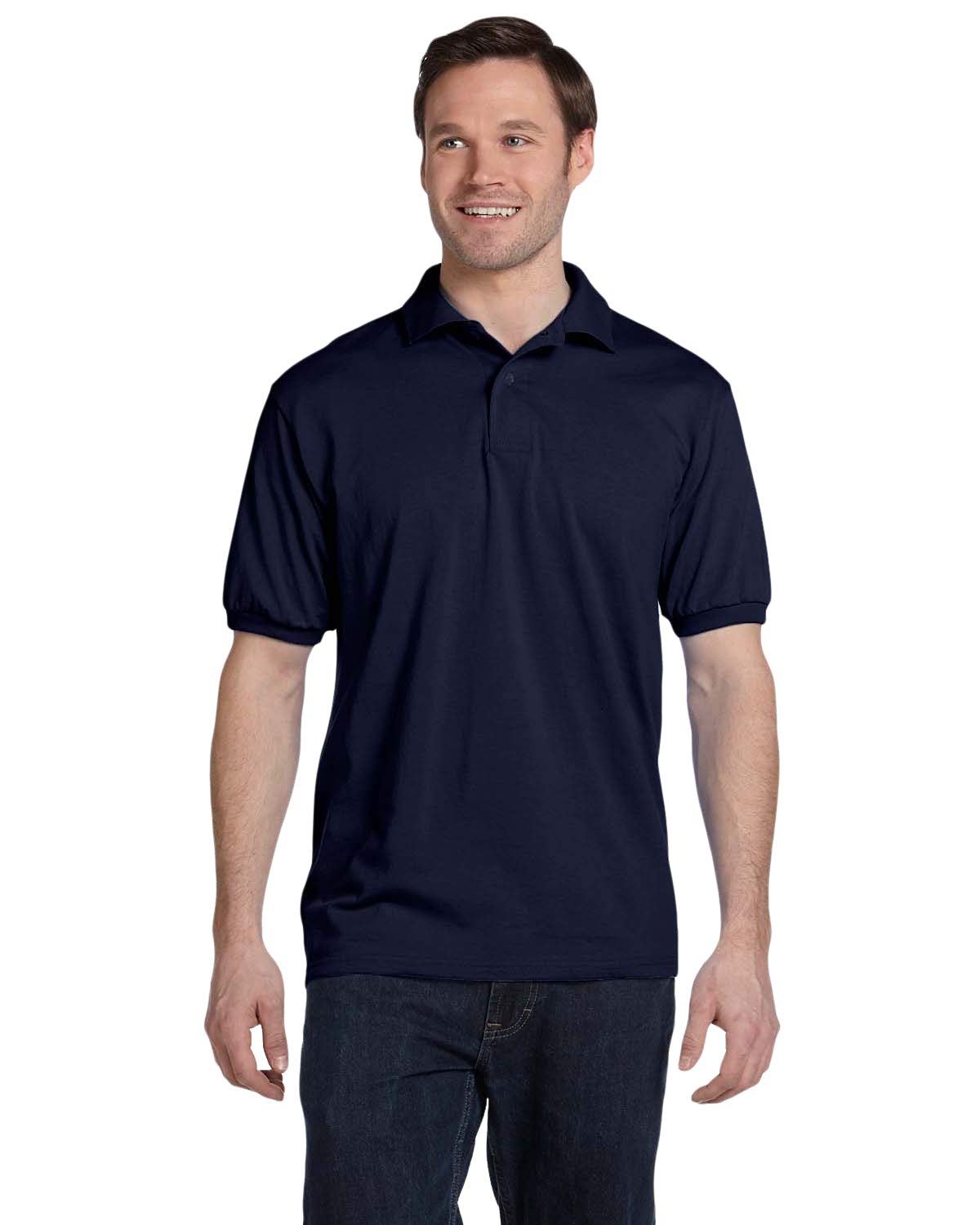Hanes Mens EcoSmart Jersey Polo Shirt, Short-Sleeve Shirts for Men, T-Shirt, 2-Pack
