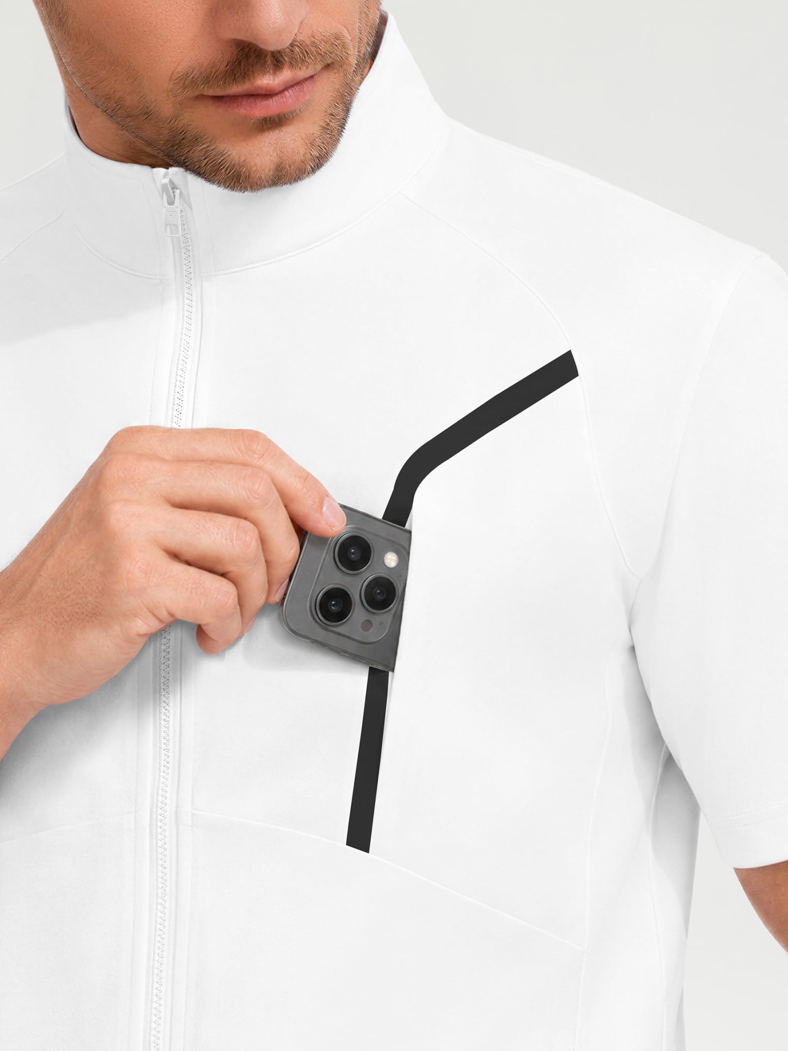 M MAELREG Short Sleeve Golf Jackets for Men with Full Zipper Lightweight UPF50+ Hiking Vests For Men with Button Pockets