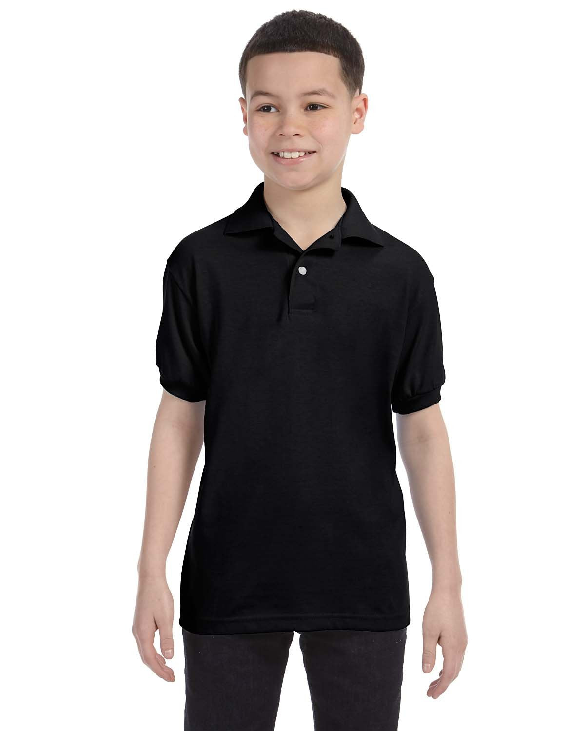 Hanes Boys' Short Sleeve Eco Smart Jersey Polo