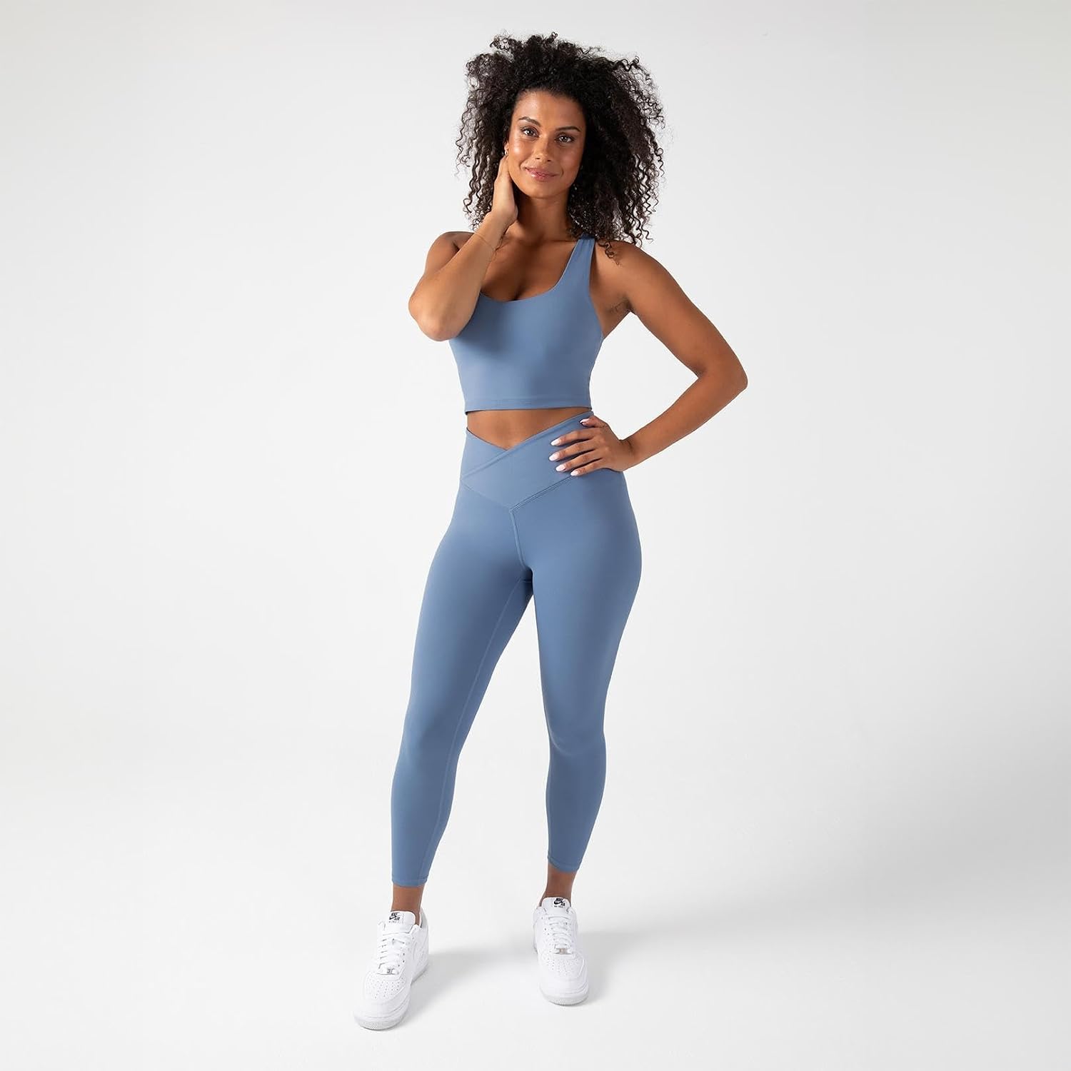YITTY Active Women's Ultraluxe Crossover High-Waist Legging, Athleisure, 4-Way-Stretch, Elemental Blue, XXL/1X, 7/8 Length