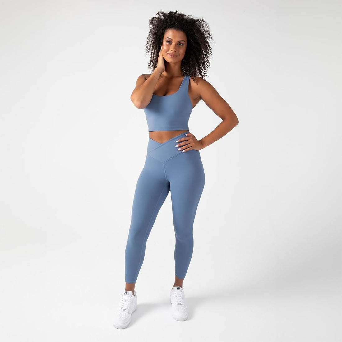 YITTY Active Women's Ultraluxe Crossover High-Waist Legging, Athleisure, 4-Way-Stretch, Elemental Blue, XXL/1X, 7/8 Length