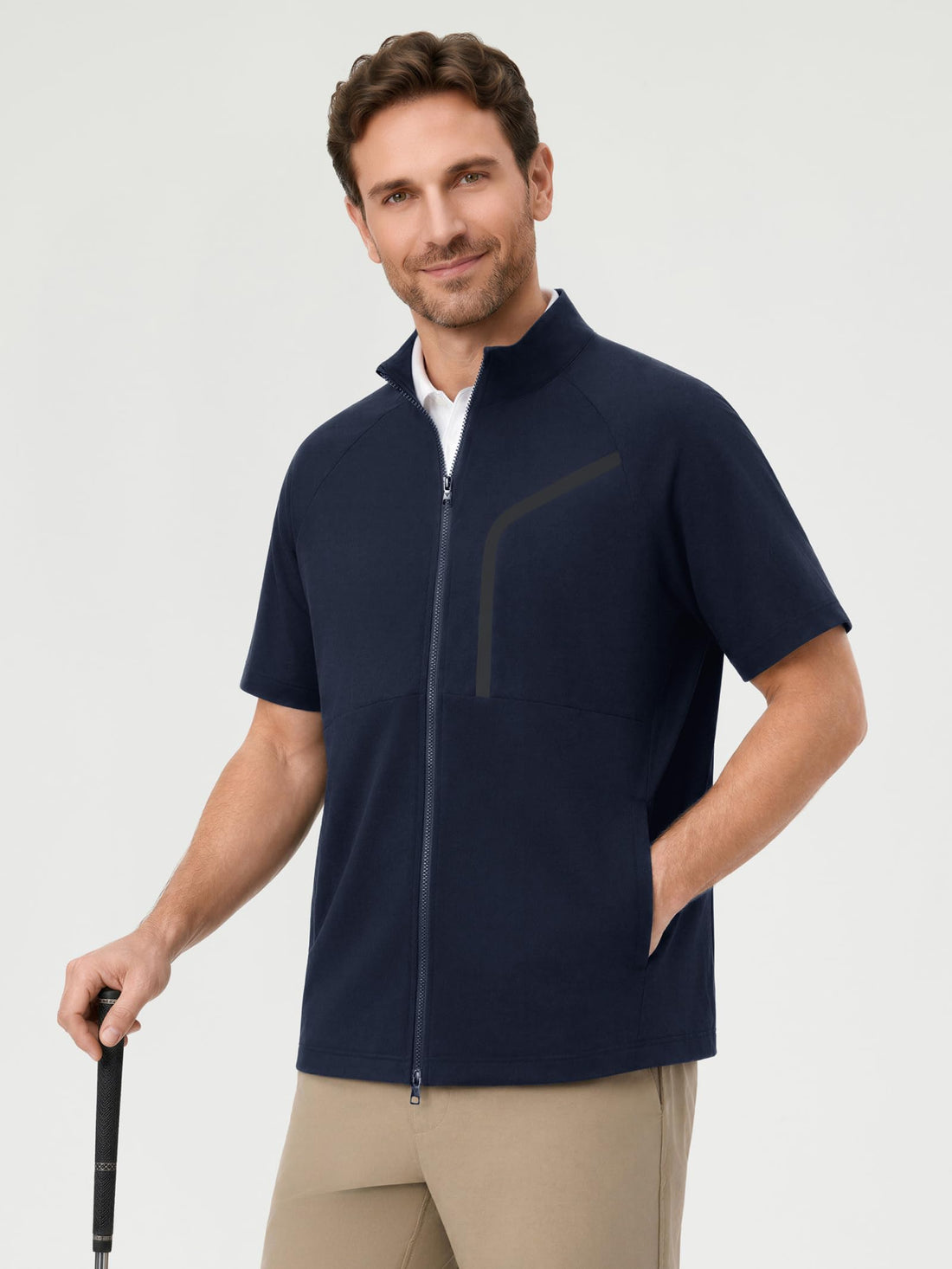 M MAELREG Short Sleeve Golf Jackets for Men with Full Zipper Lightweight UPF50+ Hiking Vests For Men with Button Pockets
