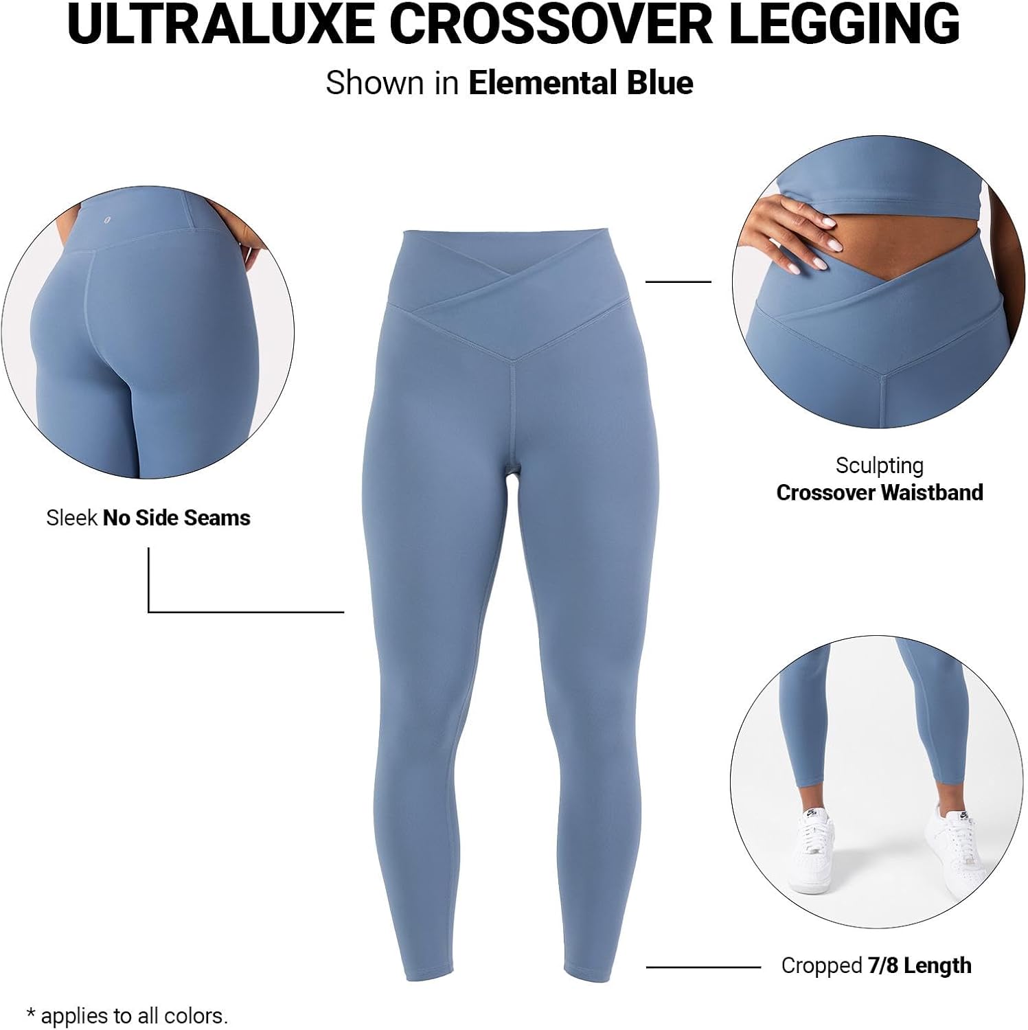 YITTY Active Women's Ultraluxe Crossover High-Waist Legging, Athleisure, 4-Way-Stretch, Beach Party, XXL/1X, 7/8 Length
