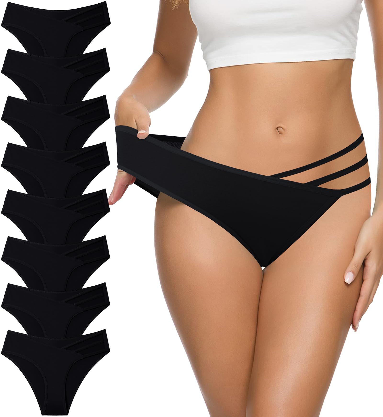 Eiggam Women's Cotton Bikini Panties,High-Cut Full Coverage Stretch Cool Underwear for Women