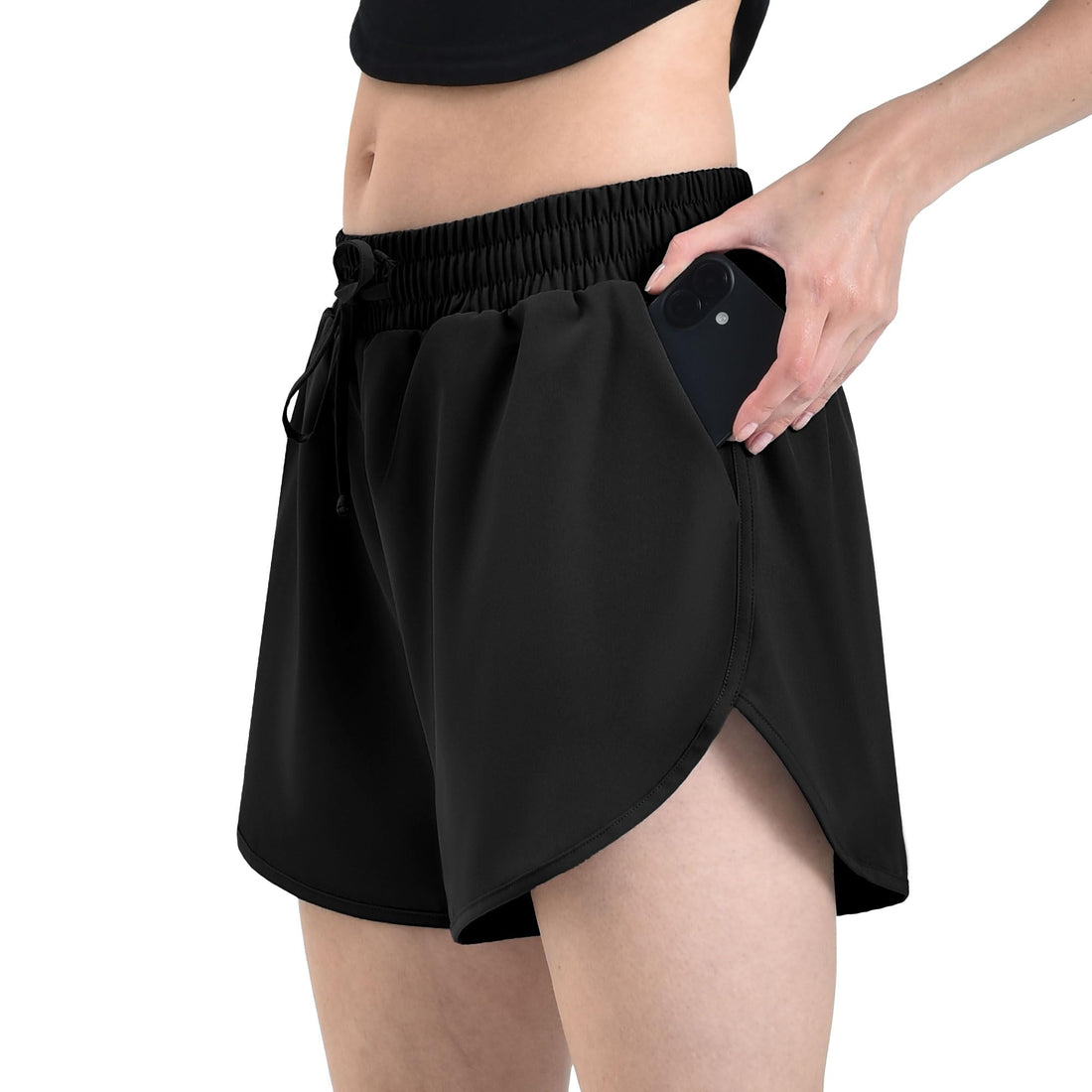 Leafigure 2Pack Running Shorts for Women- Athletic High Waisted Quick Dry Shorts with Pockets for Gym Workout