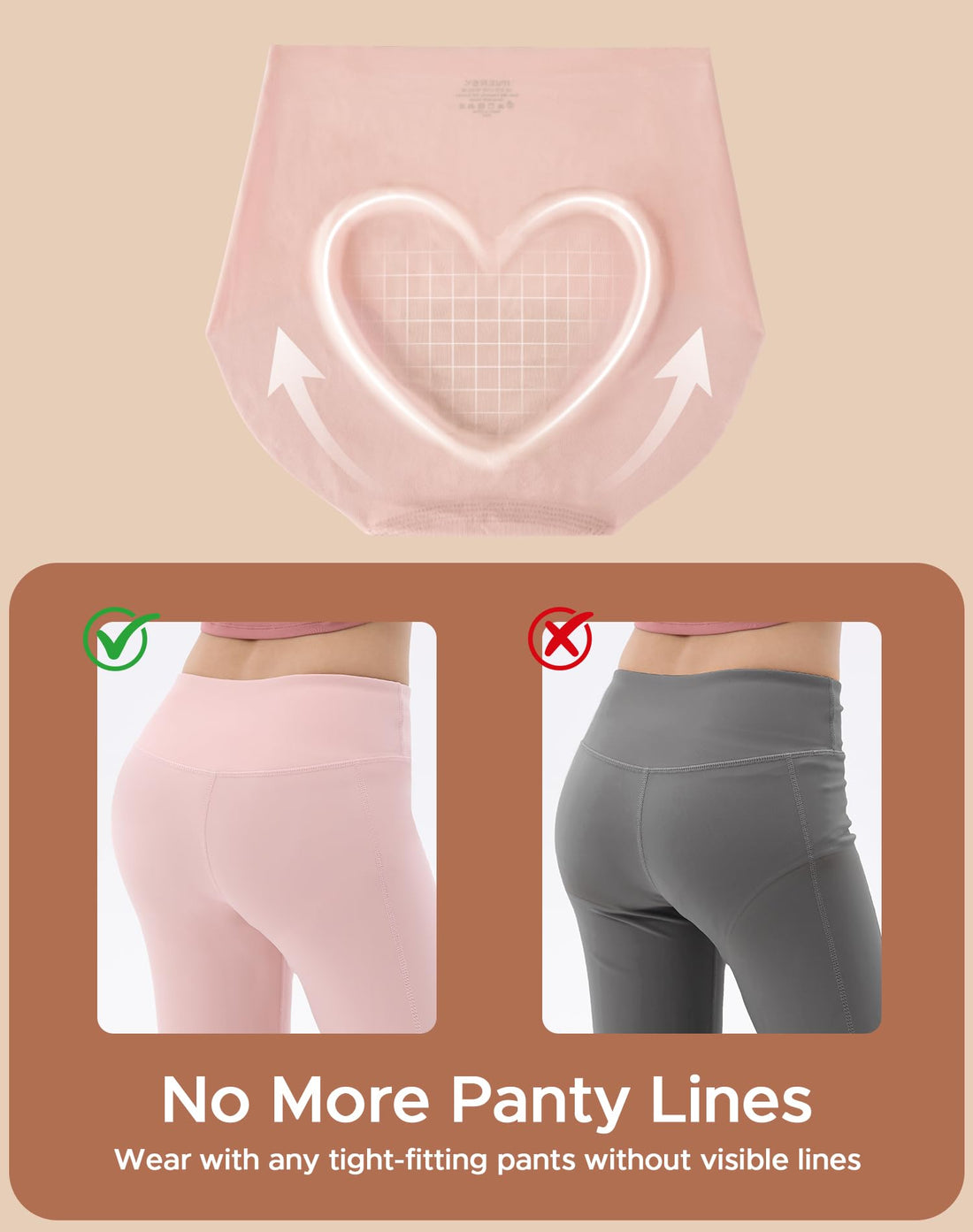 INNERSY Women's High Waist Seamless Underwear No Show Panties Full Coverage Briefs 3-Pack