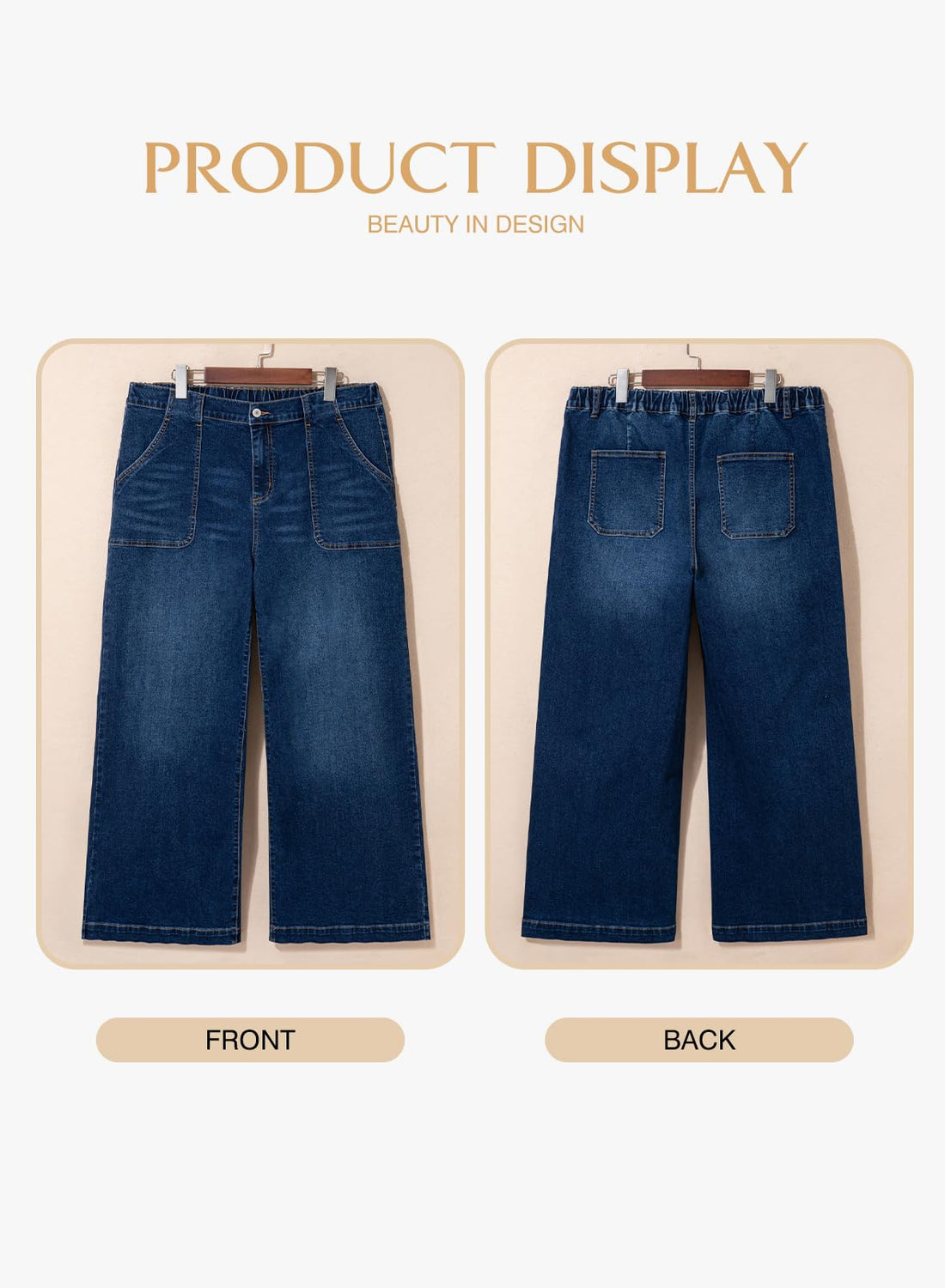 Eytino Plus Size Wide Leg Jeans for Women Elastic High Waisted Stretchy Relaxed Fit Denim Pants with Pockets(1X-5X)