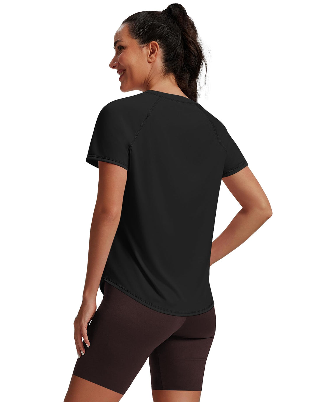 NIASHOT Womens Workout Tops Short Sleeve Yoga Pilates Outfits Athletic Gym Running UV Protection Shirts with Mesh