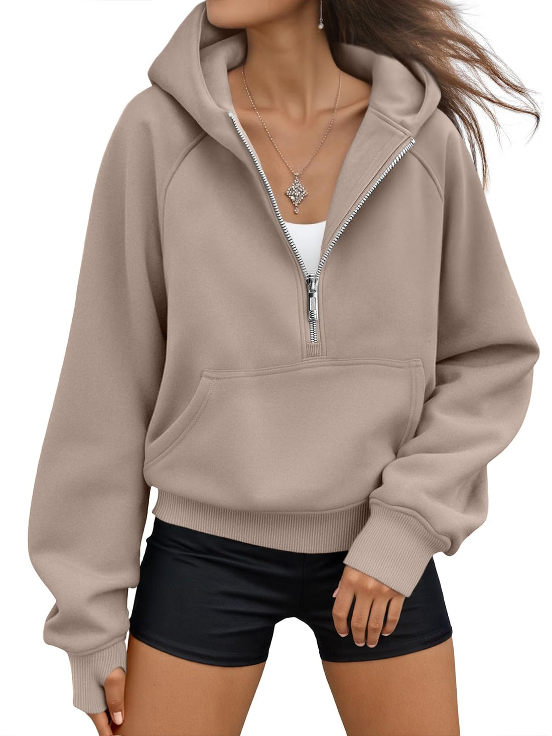 AUTOMET Womens Hoodies Half Zip Up Casual Comfort Fall Clothes 2026 | Fleece lined, hooded, jackets with pockets, travel airport Outfits, y2k sweatshirts, cute loung wear, winter sweaters