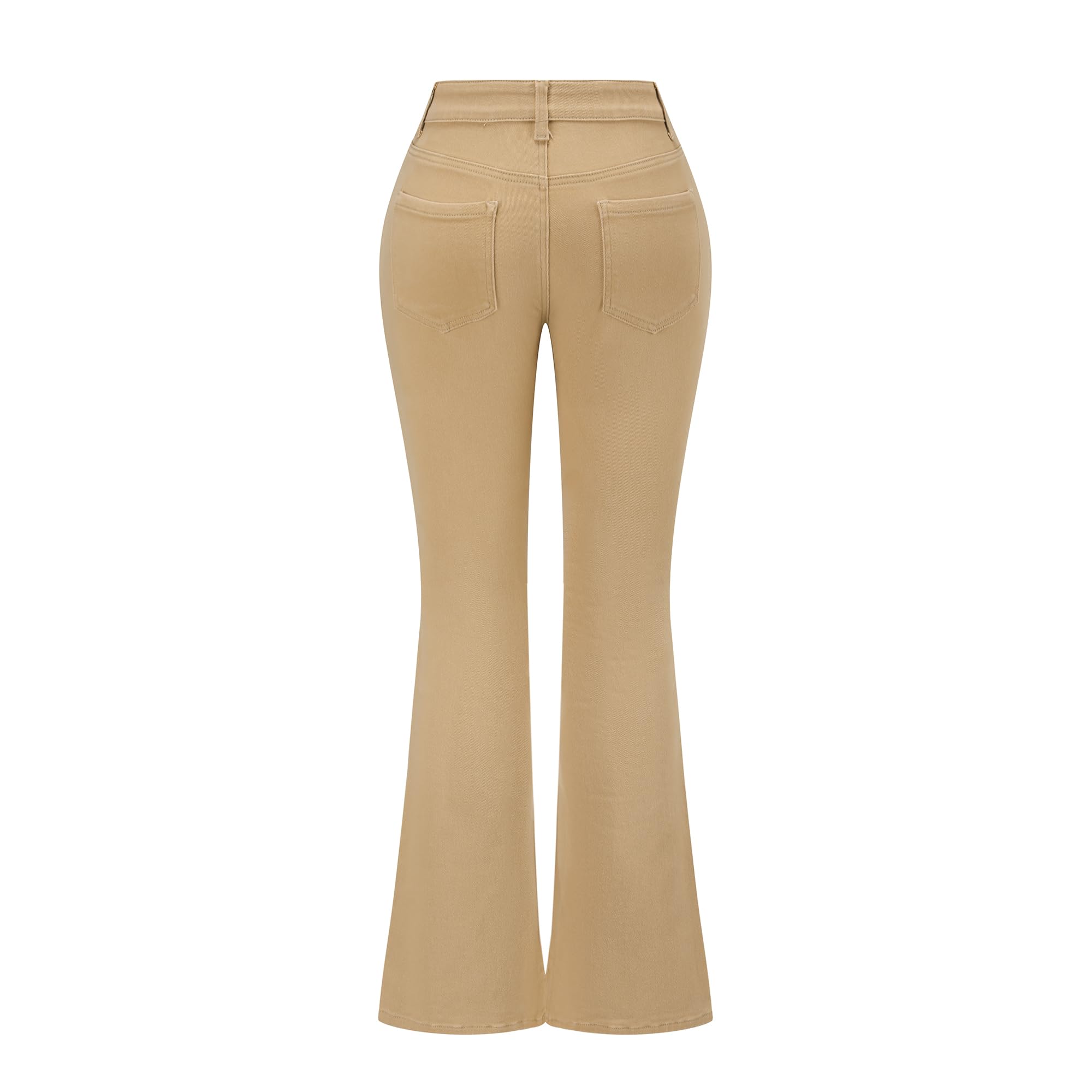 THUNDER STAR Womens Stretchy Mid Rise Flare Jeans Distressed Denim Bell Bottom Pants
