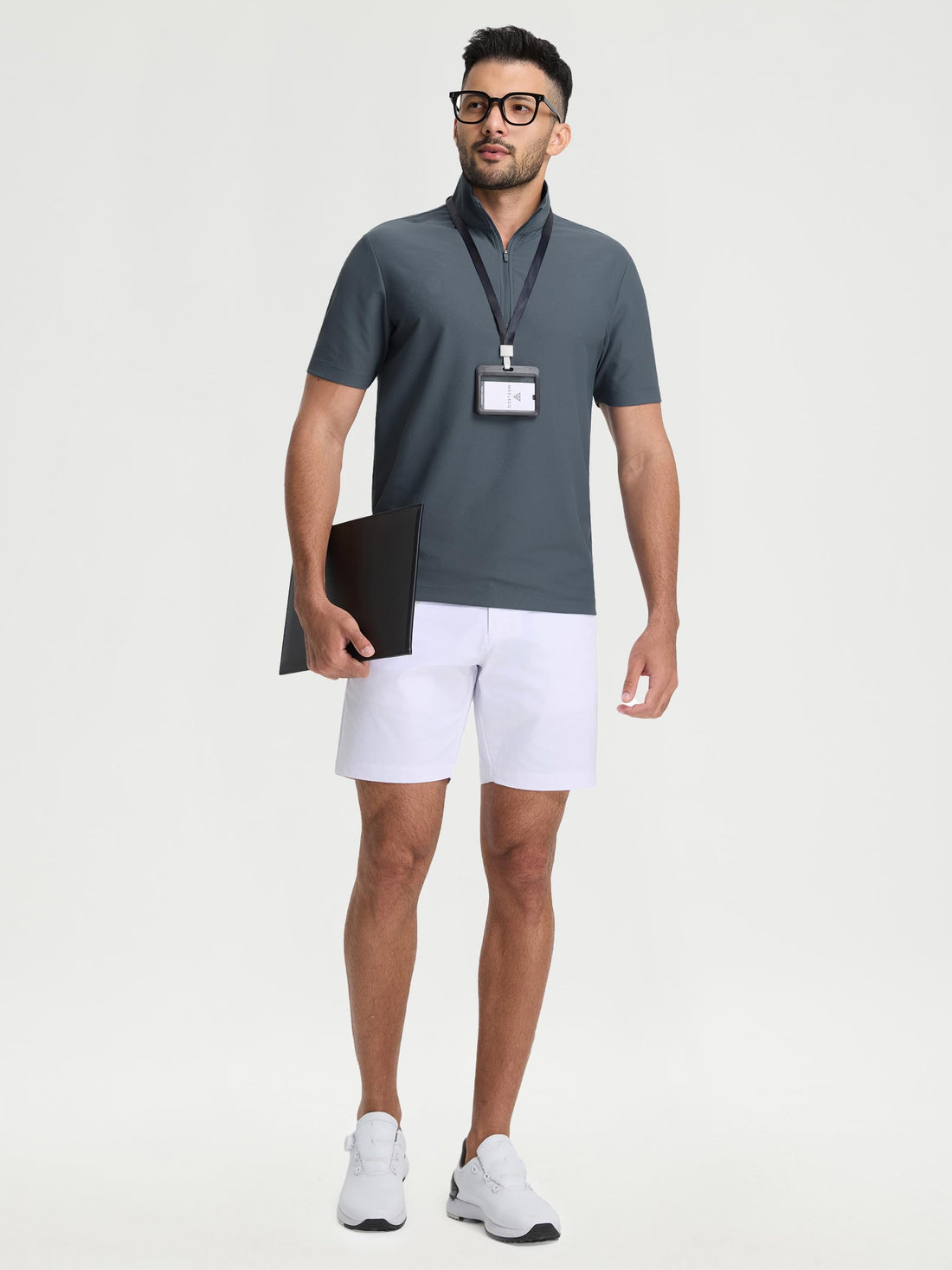 M MAELREG Golf Shirt for Men Zipper Waffle Texture Moisture Wicking Dry Fit Collared Lightweight Mens Polo Shirt Short Sleeve