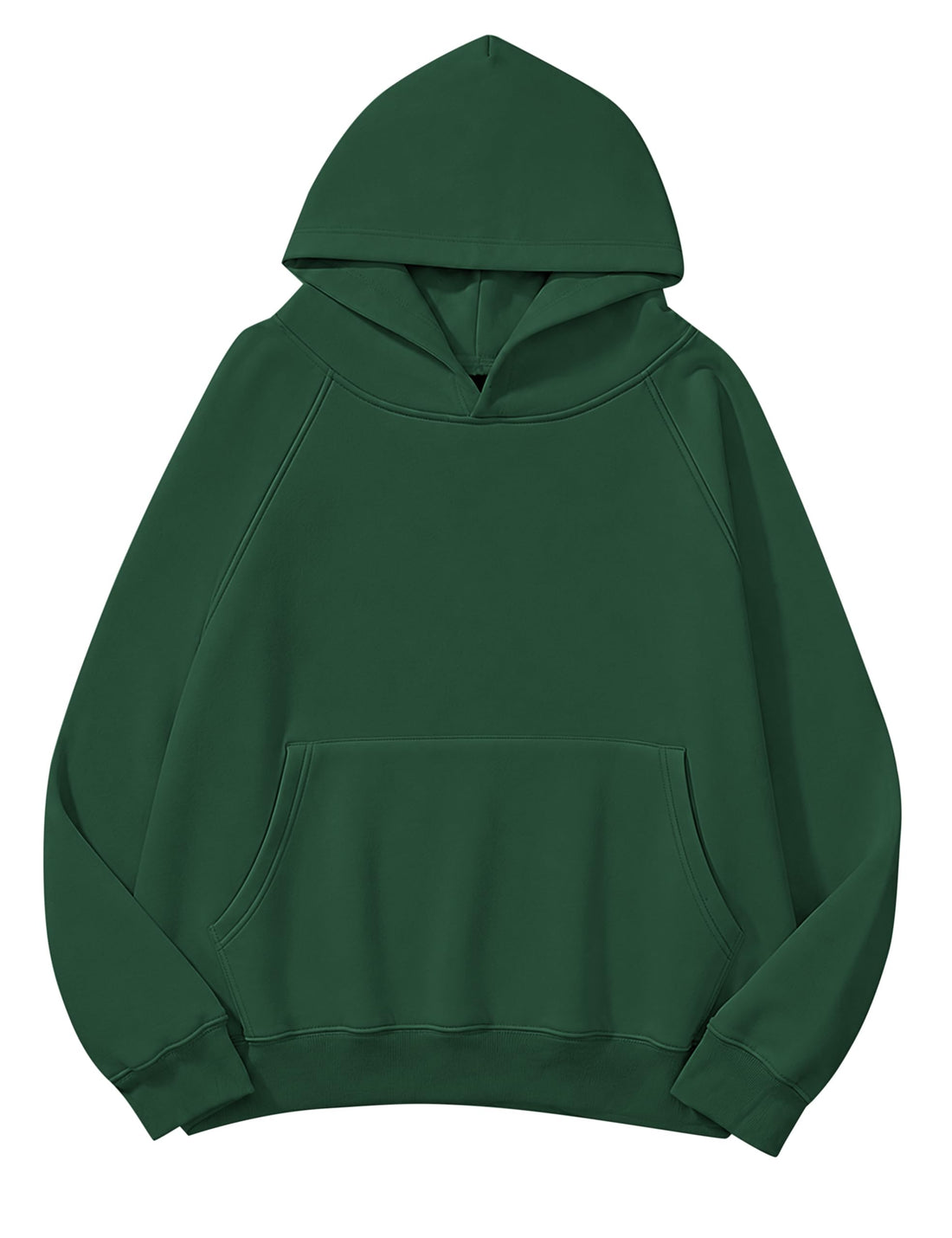 Lauweion Women Solid Basic Fleece Letter Loose Hoodie Sweatshirt Long Sleeve Kangaroo Pocket Drop Shoulder Pullovers Top