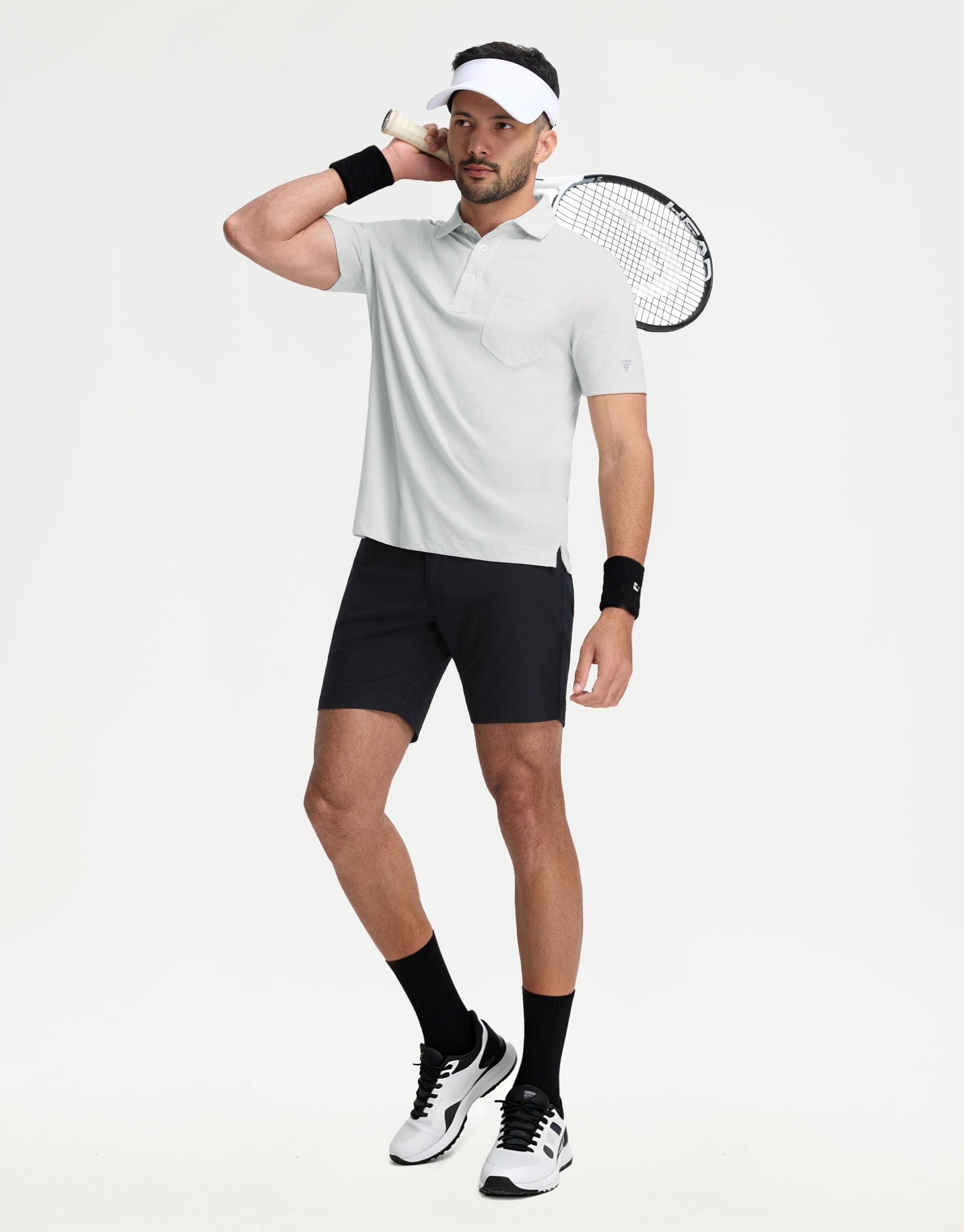 M MAELREG Mens Golf Shirts Short Sleeve Lightweight Soft Cotton Blend with Pocket Summer Casual Daily Wear