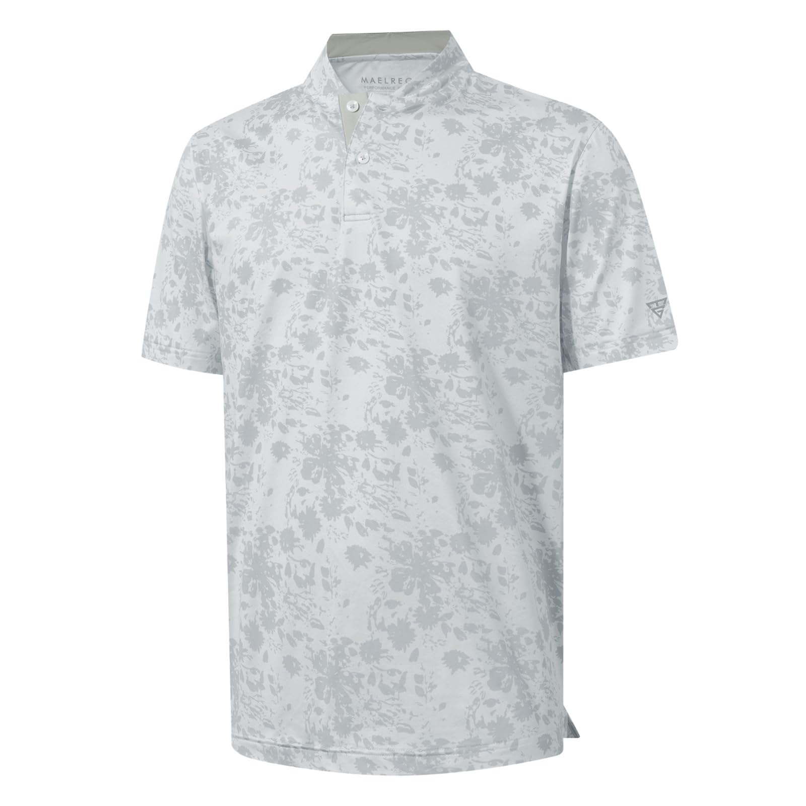 M MAELREG Golf Shirts for Men Collarless Performance Dry Fit Stretch Henley Casual Printed Mens Polo Shirts Short Sleeve
