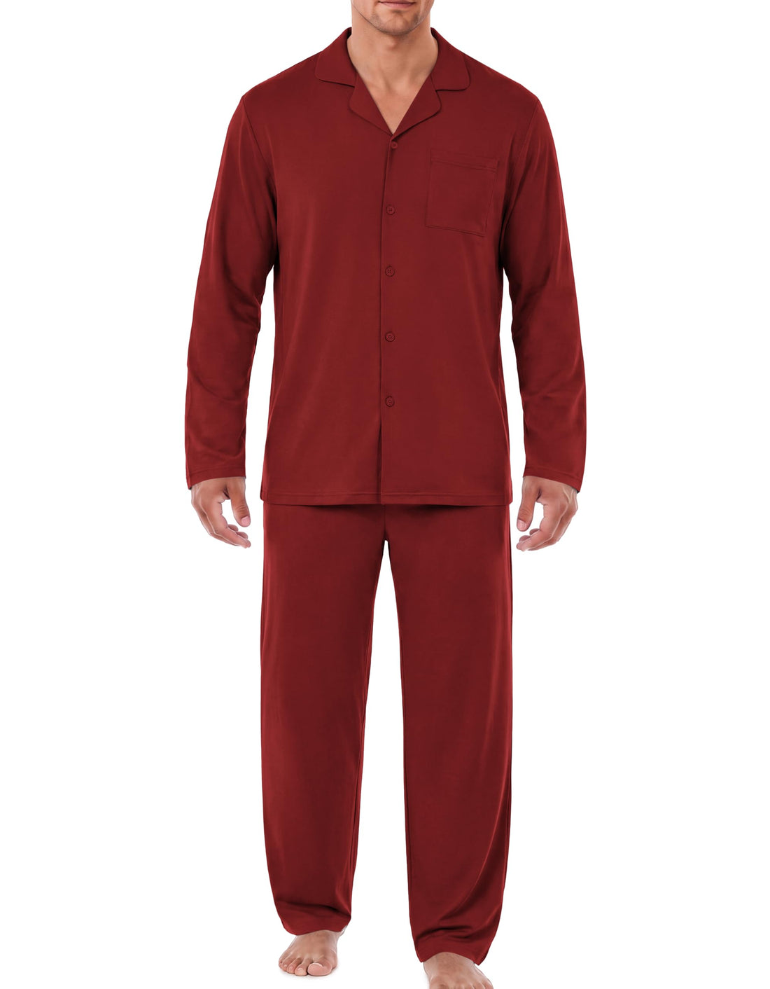 Ekouaer Mens Pajamas Set Long Sleeve Button Down Pjs Long Pants with Pocket