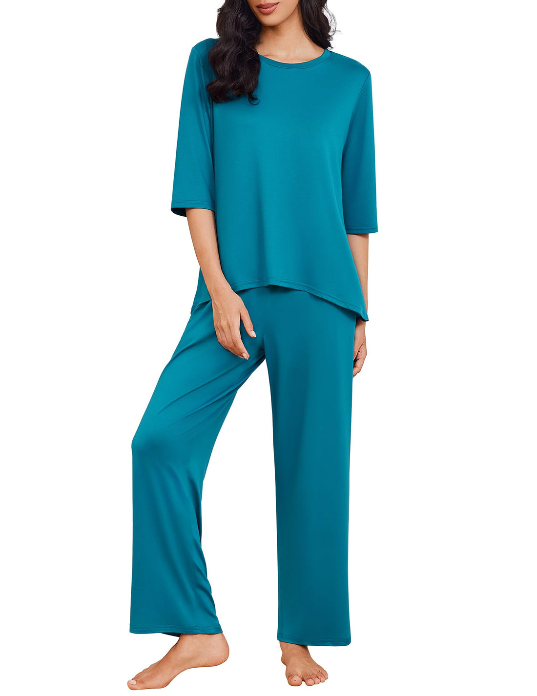 Ekouaer Womens Pajamas Set 2 Piece 3/4 Sleeve Tops Long Pants Pj Set