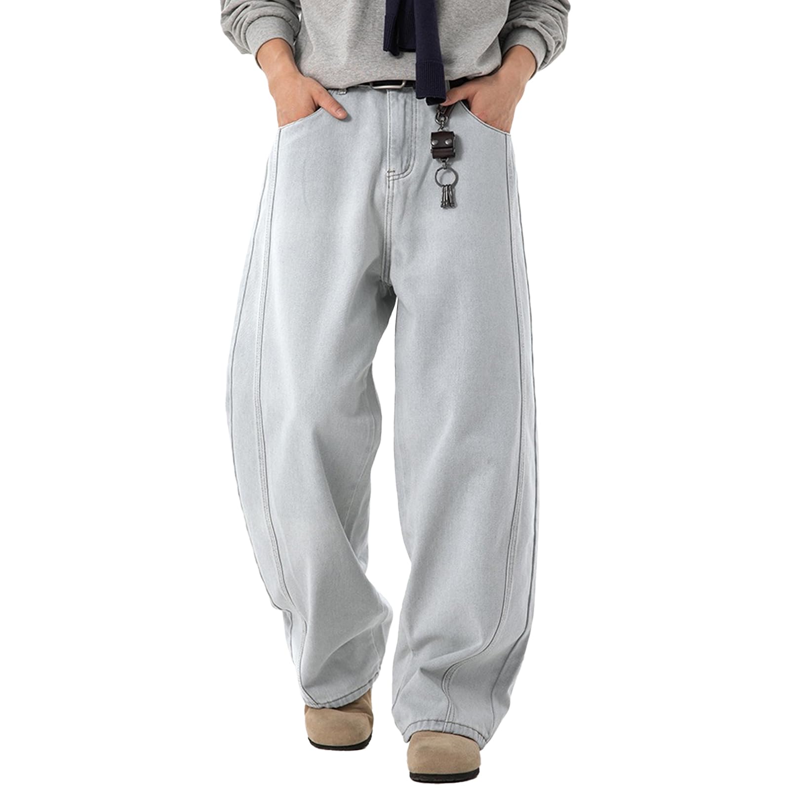 Mens Baggy Jeans Y2k Wide Leg Loose Fit Jeans Streetwear Denim Washed Hip Hop Pants