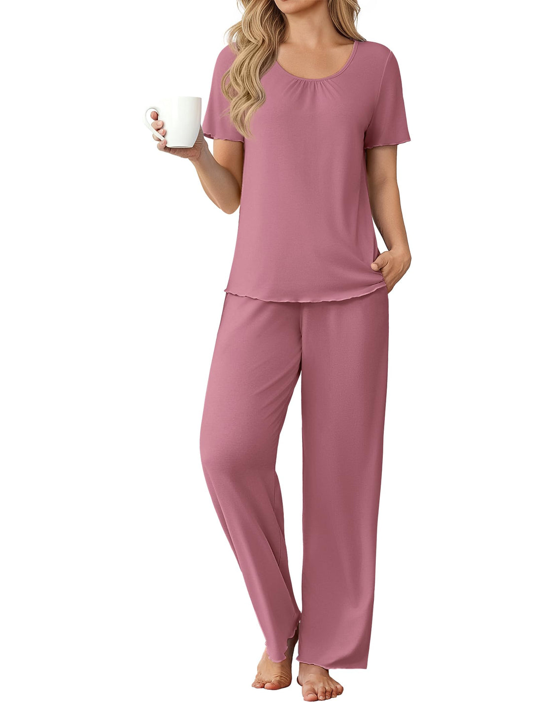 Ekouaer Womens Pajama Sets Viscose from Bamboo Top With Pants Lounge Set
