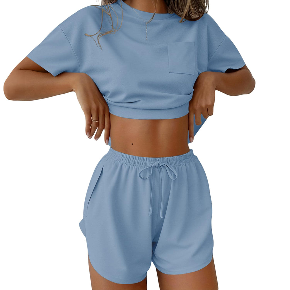 Ekouaer Womens Pajama Sets Sexy Lounge Sets Side Split Short Pj Sets