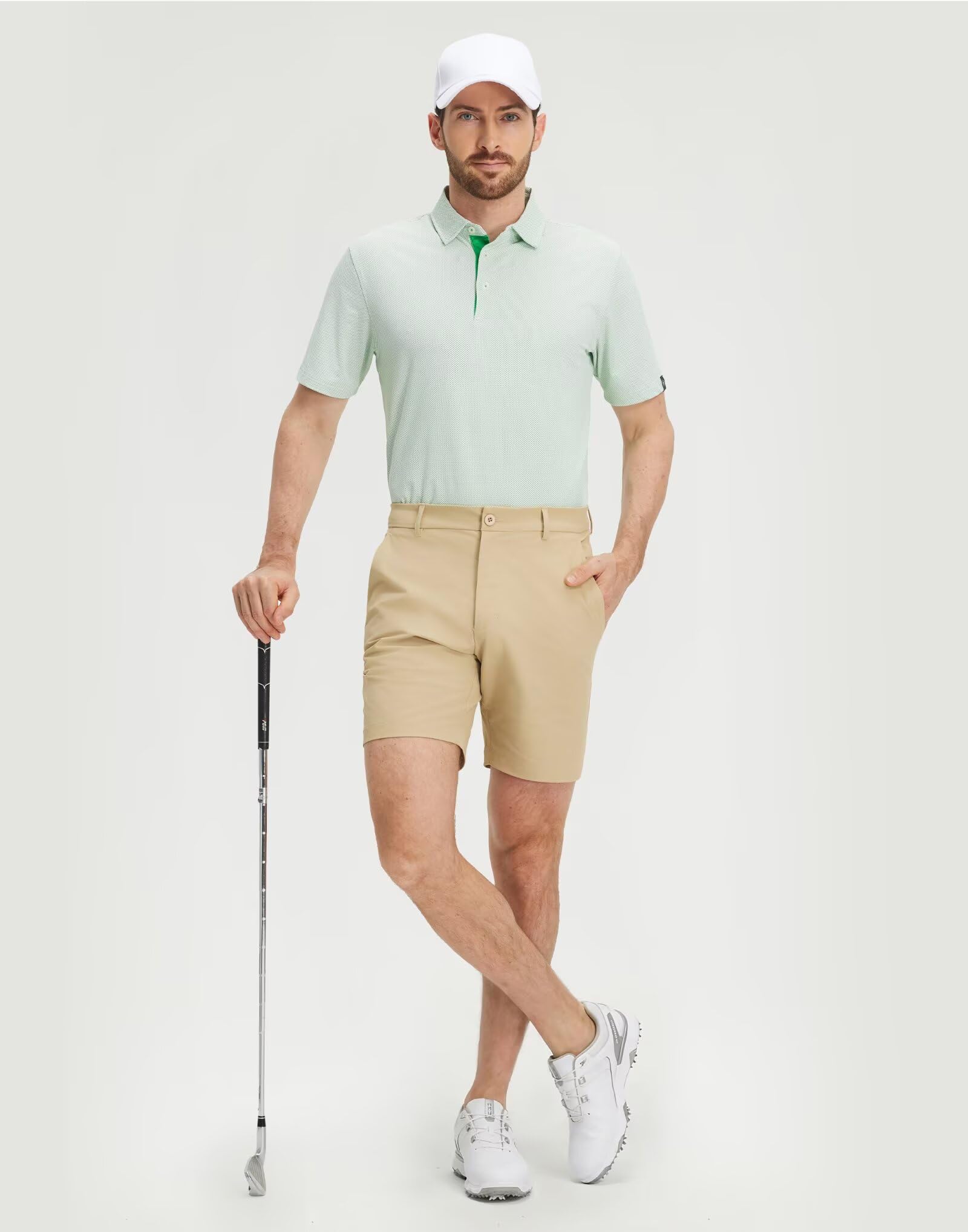 M MAELREG Mens Golf Shirts Short Sleeve Performance Moisture Wicking Dry Fit Collared Jacquard Polo Shirts for Men