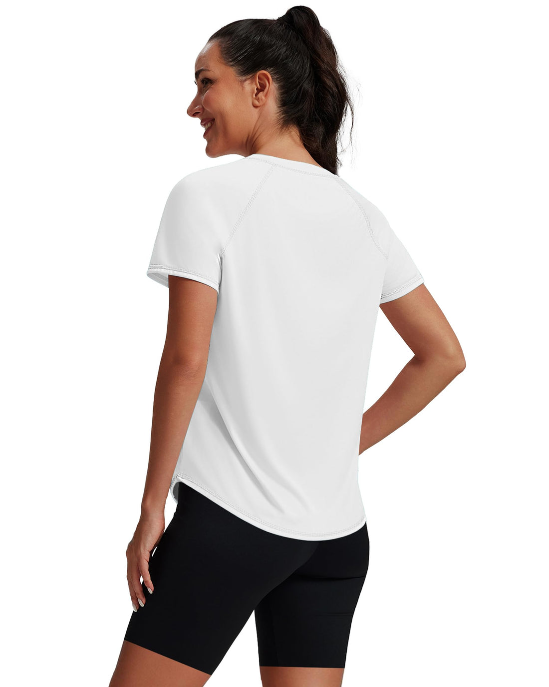 NIASHOT Womens Workout Tops Short Sleeve Yoga Pilates Outfits Athletic Gym Running UV Protection Shirts with Mesh