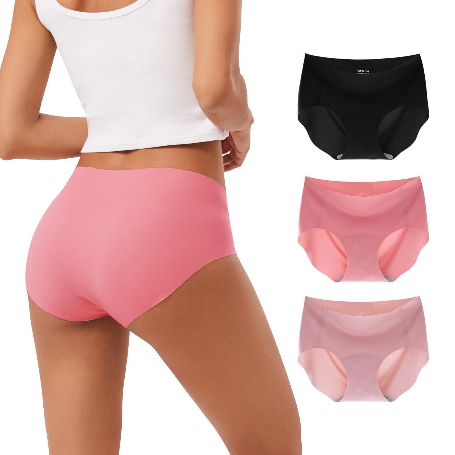 INNERSY Women's Seamless No Show Hipster Panties Invisible Light Underwear 3-Pack