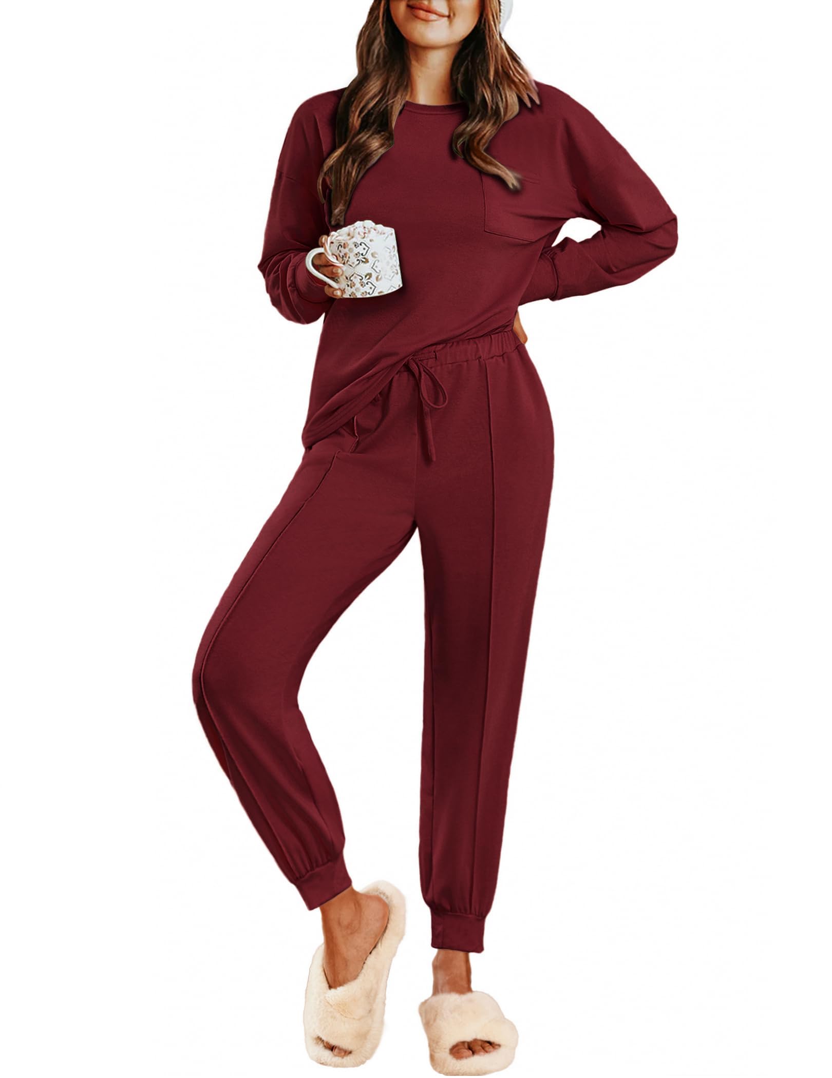 Ekouaer Lounge Sets for Women 2 Piece Jogger Pants Pajamas