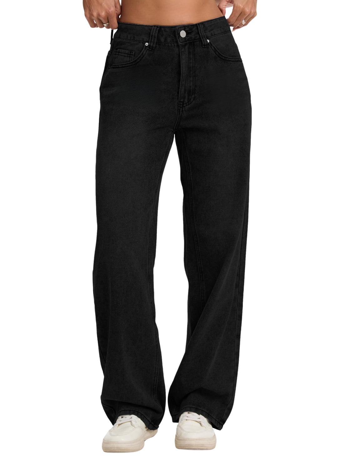 Straight Leg Jeans for Women Mid Waisted Casual Washed Vintage Loose Fit Boyfriend Jeans Denim Pants