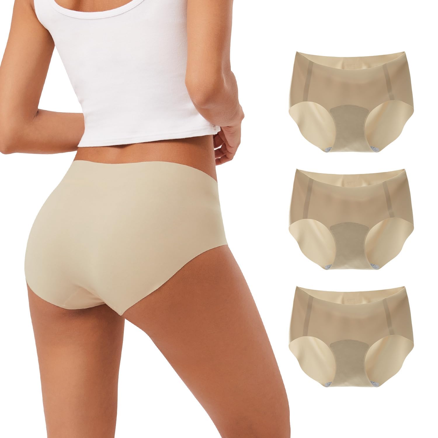 INNERSY Women's Seamless No Show Hipster Panties Invisible Light Underwear 3-Pack