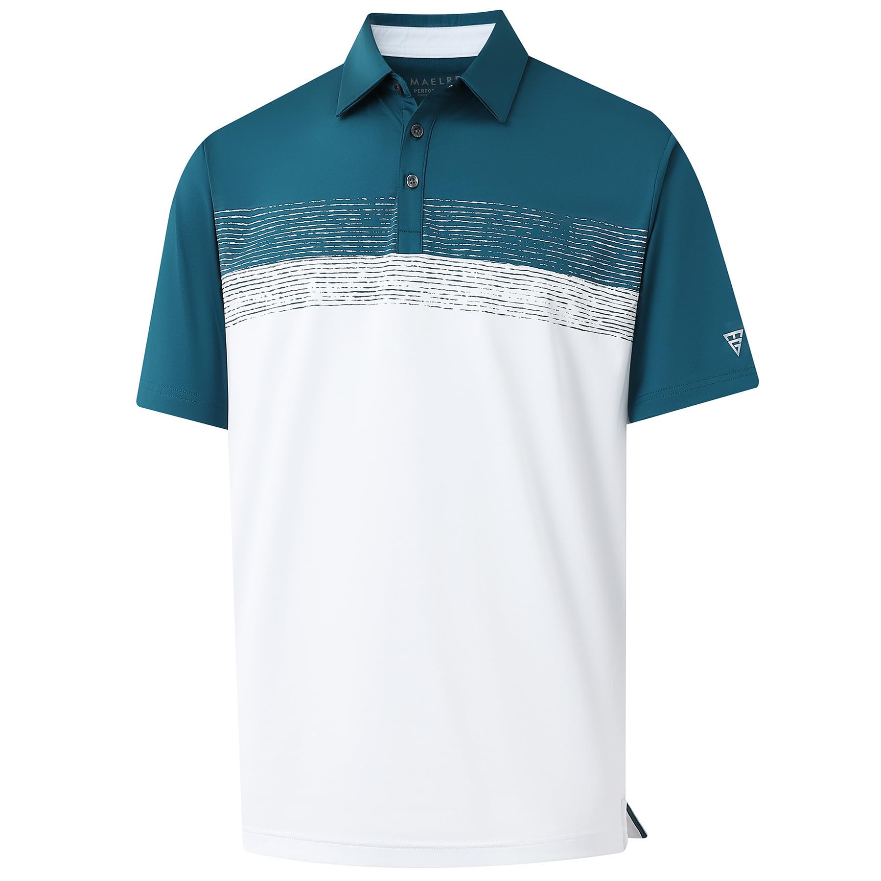 M MAELREG Golf Shirts for Men Dry Fit Performance Chest Print Color Block Moisture Wicking Casual Short Sleeve Polo Shirts