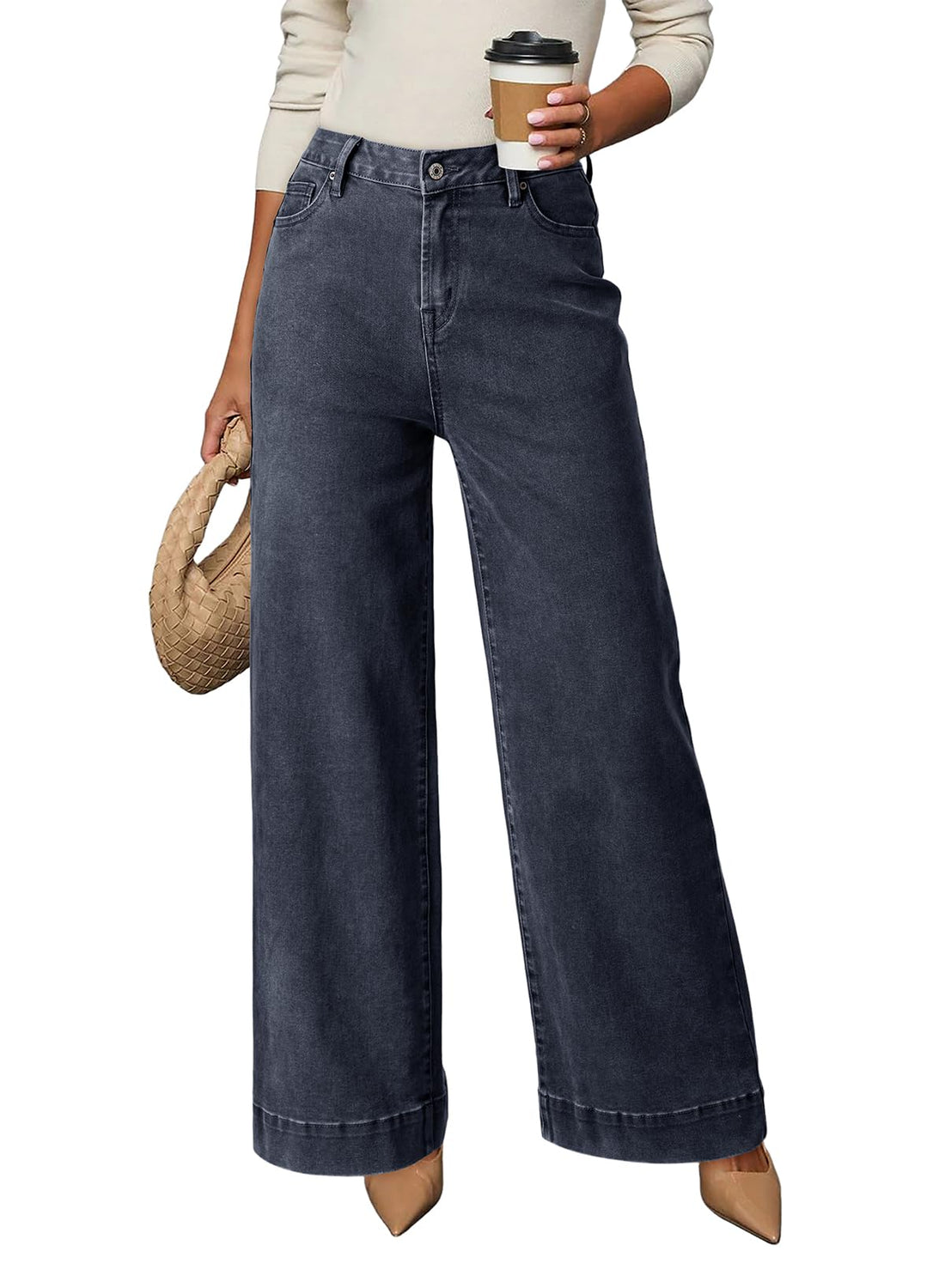 Dokotoo Women's Casual High Waisted Jeans Stretch Wide Leg Loose Denim Pant | Baggy Jeans Women, Stretchy Straight Leg Pants, High Waisted Jeans for Women, Loose Fit, Casual Wear