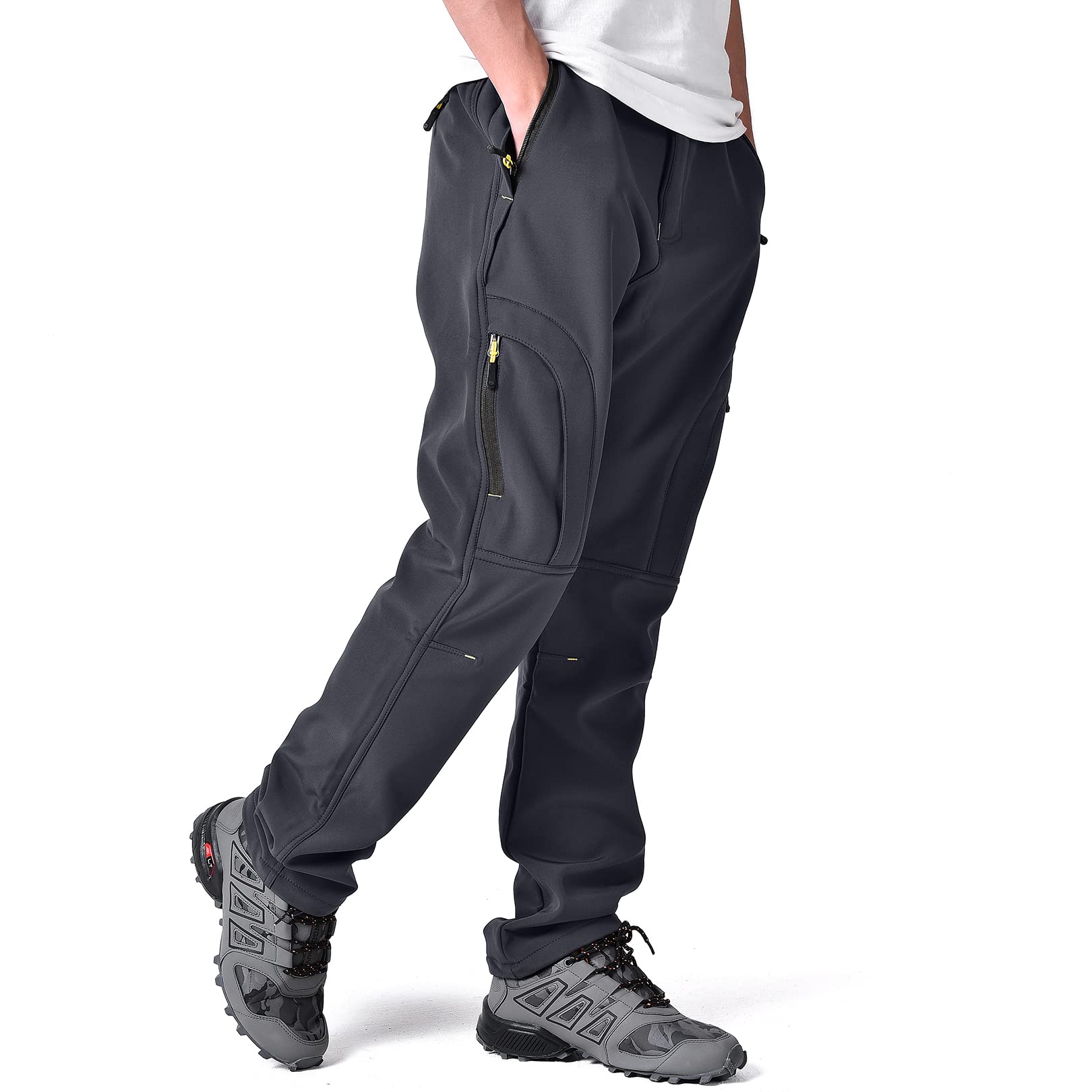 Toomett Men's hiking Snow Pants Skiing Winter Insulated Fleece lined Outdoor Water Repellent camping,walking,fishing