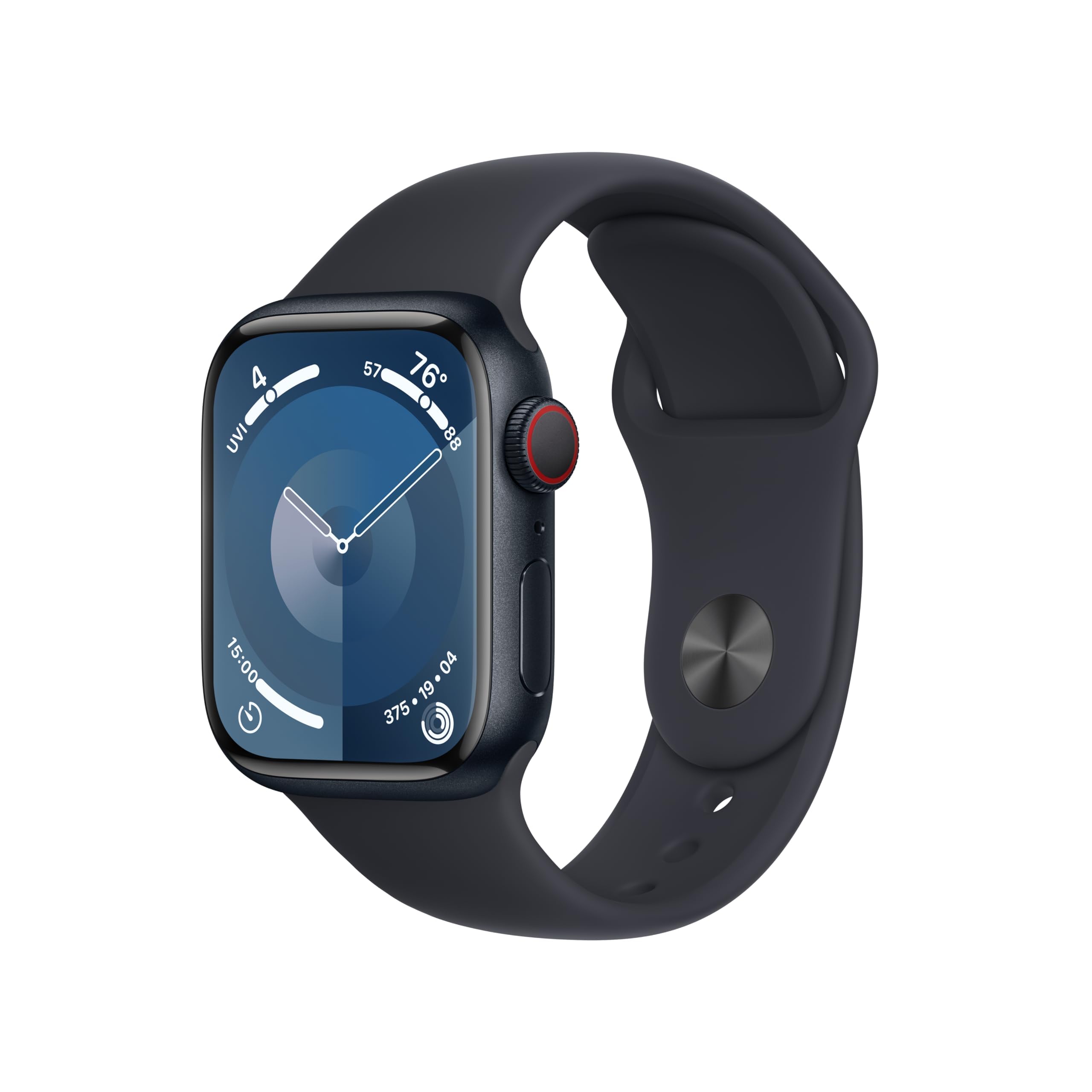 Apple Watch Series 9 [GPS 45mm] Midnight Aluminum Case with Midnight Sport Band M/L (Renewed)