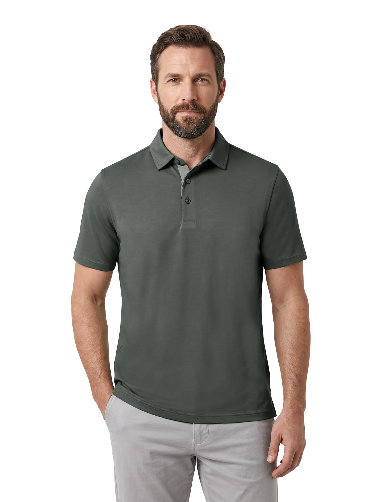 M MAELREG Mens Golf Shirt Short Sleeve Moisture Wicking Slim Fit Performance Casual Roma Knit Golf Polo Shirts for Men