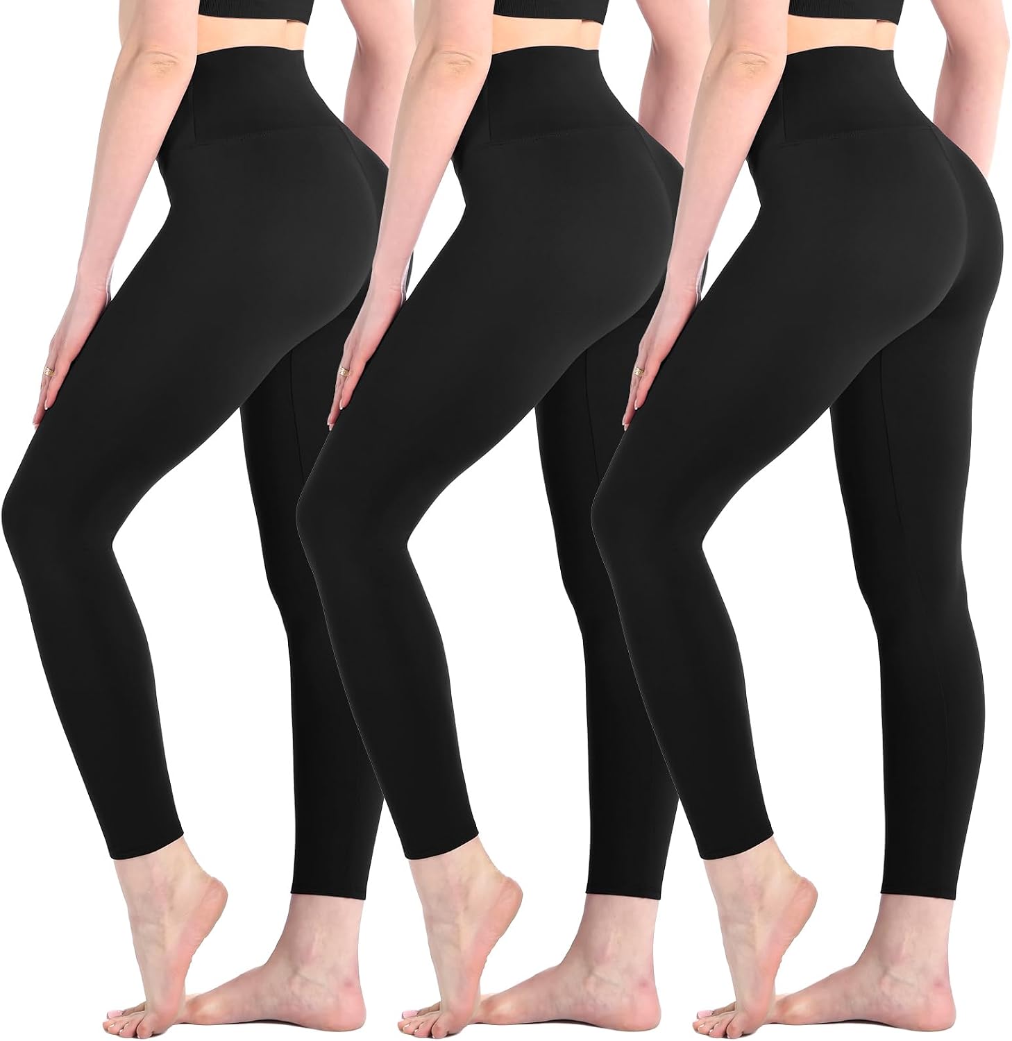 Leafigure 3 Pack Leggings for Women,High Waisted Soft Yoga Pants | High Waist,Non-See through,stretch fabric,butter soft,leggings pack,black leggings women,Workout,Running,Gym,Athletic