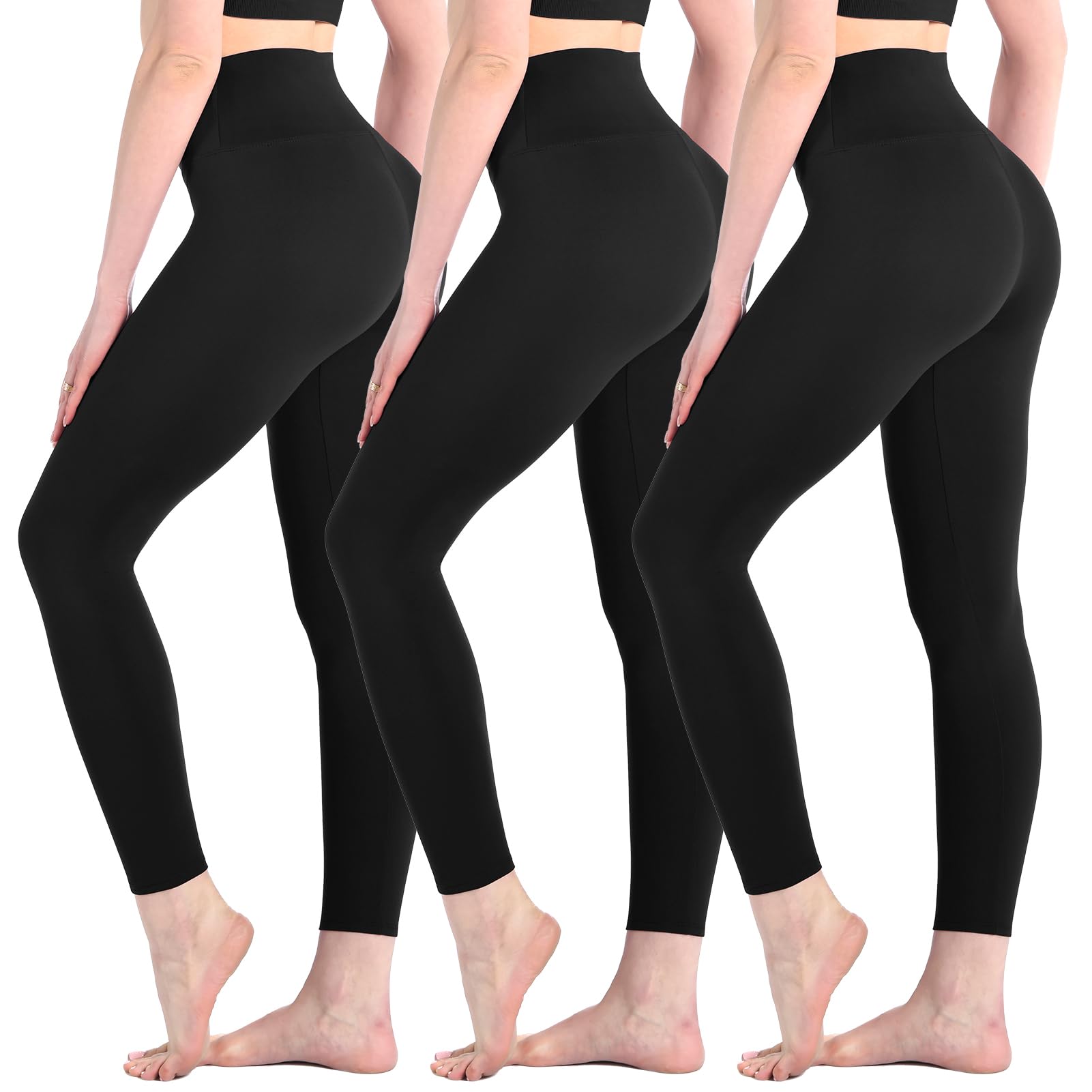 Leafigure 3 Pack Leggings for Women,High Waisted Soft Yoga Pants | High Waist,Non-See through,stretch fabric,butter soft,leggings pack,black leggings women,Workout,Running,Gym,Athletic