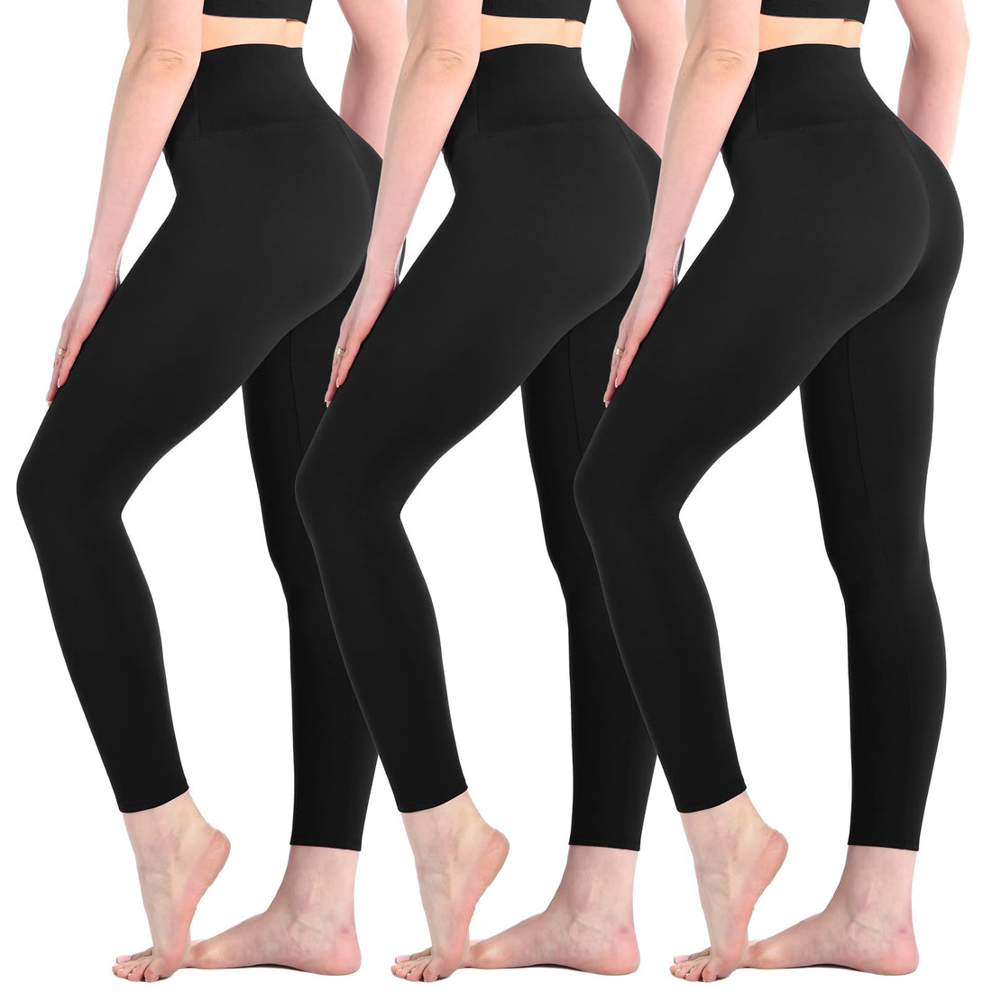 Leafigure 3 Pack Leggings for Women,High Waisted Soft Yoga Pants | High Waist,Non-See through,stretch fabric,butter soft,leggings pack,black leggings women,Workout,Running,Gym,Athletic