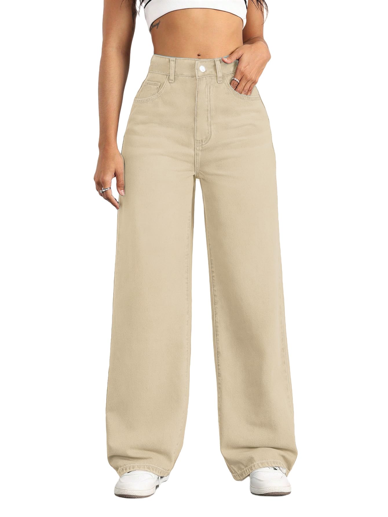 Straight Leg Jeans for Women,High Waisted Wide Leg Loose Stretchy Boyfriend Denim Pants Baggy Jeans for Women